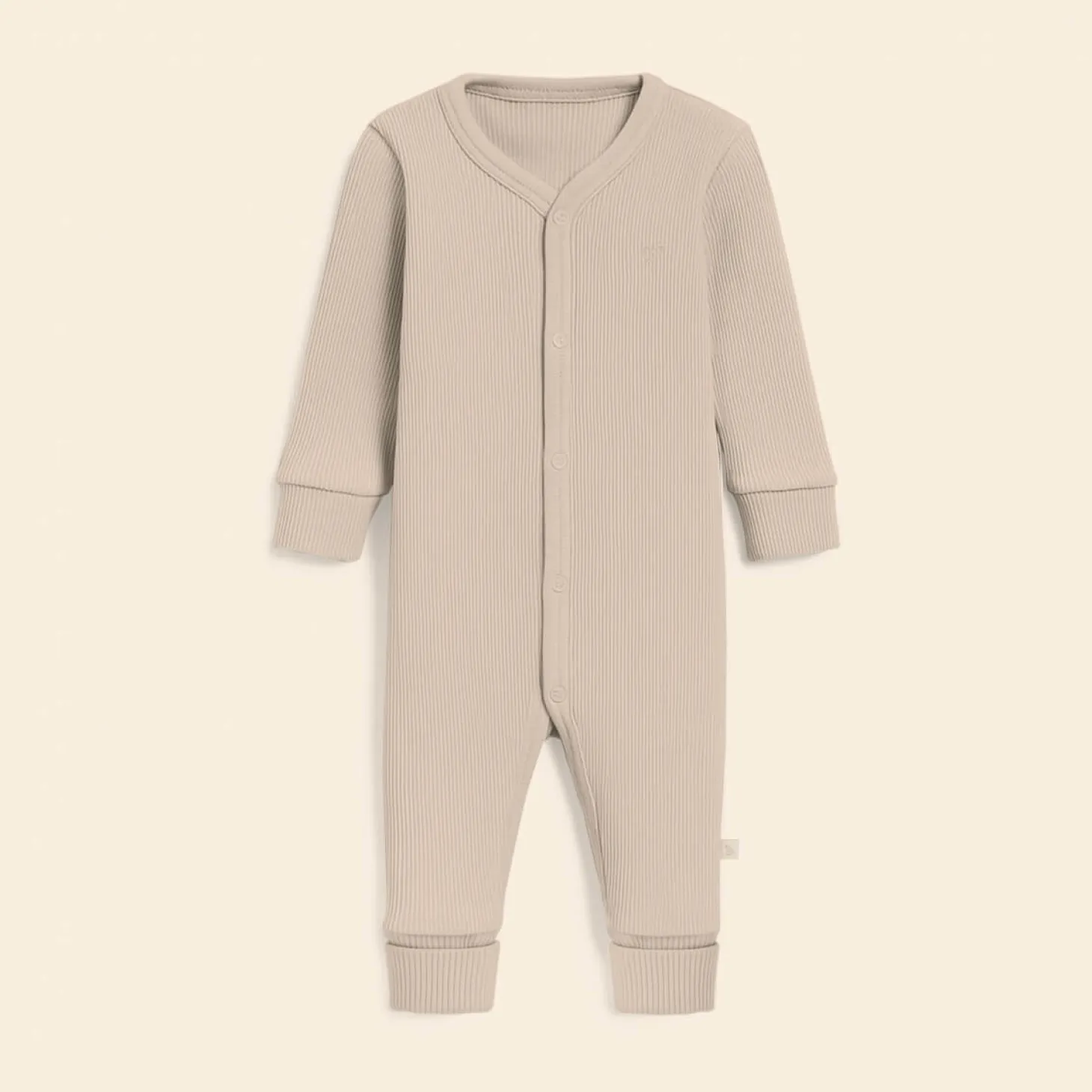 Rampers niemowlęcy z prążkowanej dzianiny z regulacją - Light Beige