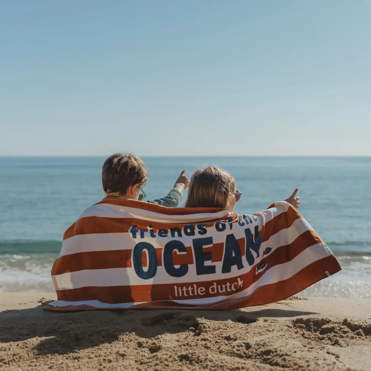 Ręczniki I Myjki|Ręczniki I Myjki | Little Dutch Ręcznik plażowy World Brown Stripe 60x120 cm