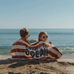 Ręczniki I Myjki|Ręczniki I Myjki | Little Dutch Ręcznik plażowy World Brown Stripe 60x120 cm