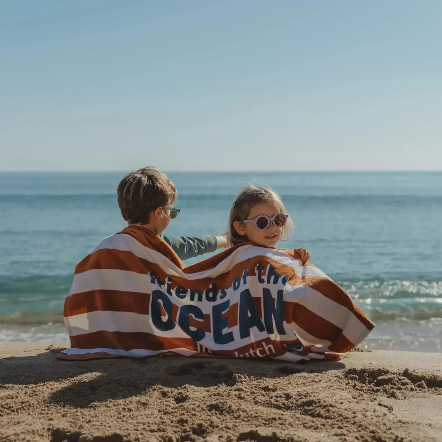 Ręczniki I Myjki|Ręczniki I Myjki | Little Dutch Ręcznik plażowy World Brown Stripe 60x120 cm