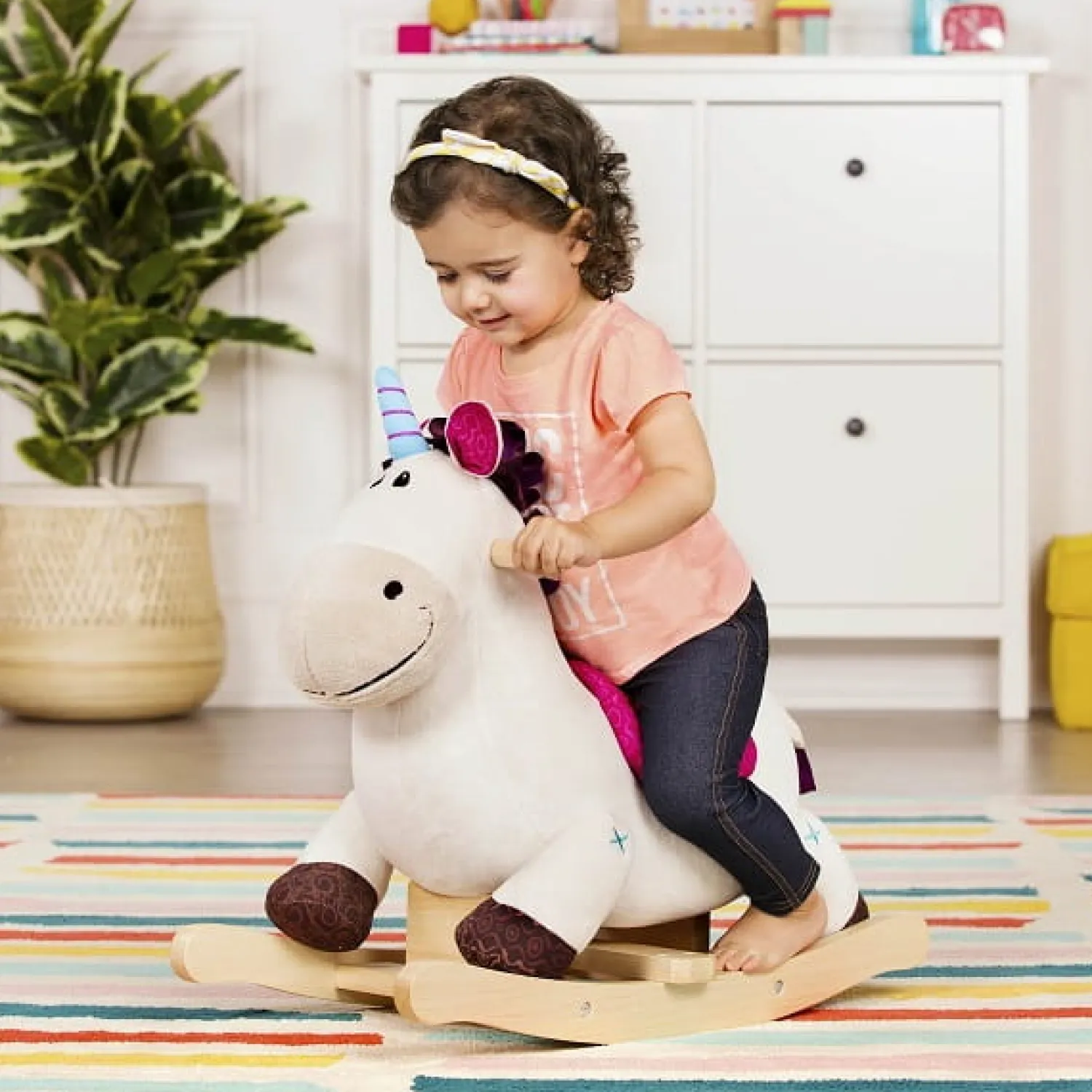2 Lata +|3 Lata + | B.Toys Rodeo Rocker Dilly Dally – pluszowy JEDNOROŻEC na biegunach
