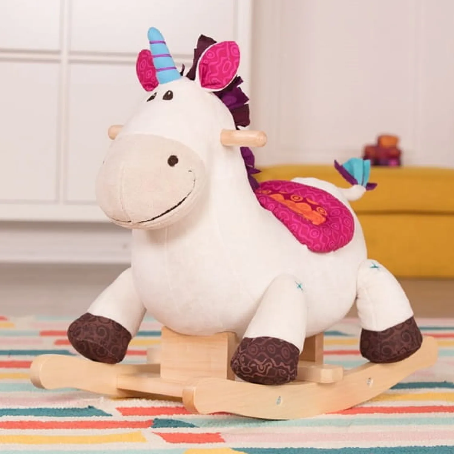 2 Lata +|3 Lata + | B.Toys Rodeo Rocker Dilly Dally – pluszowy JEDNOROŻEC na biegunach