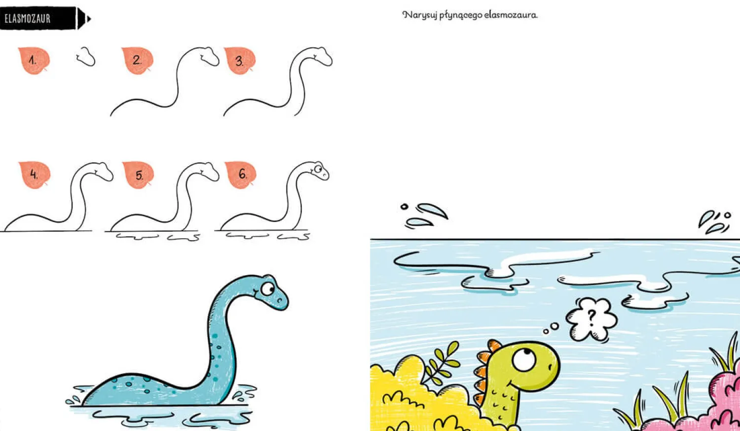 Kolorowanki|8 Lat+ | Wydawnictwo Wilga Rysowanie krok po kroku. Dinozaury