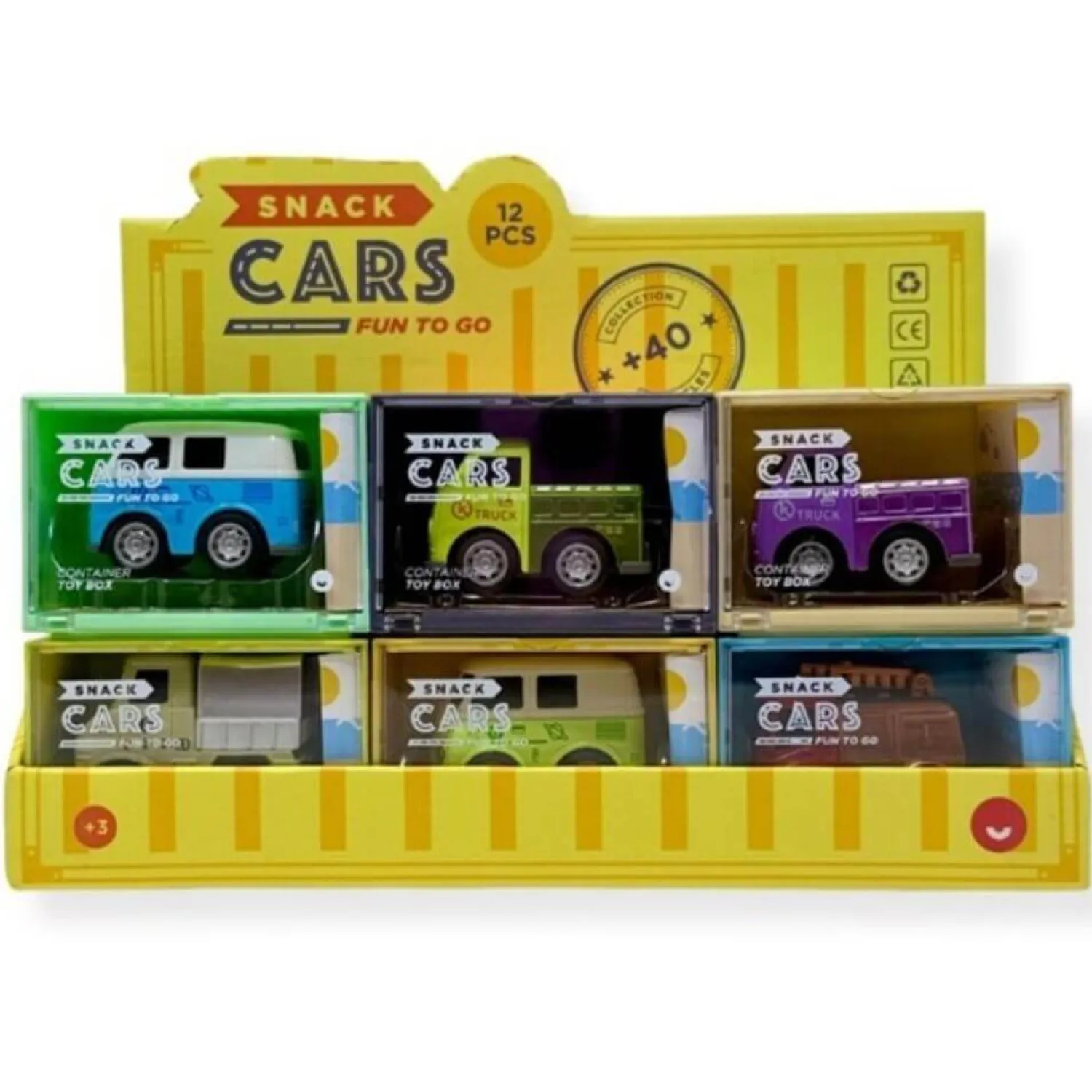 12M+|3 Lata + | Juegaconmigo Samochodzik Snack Cars seria 3: kampery, pickupy i ciężarówki, 1szt.