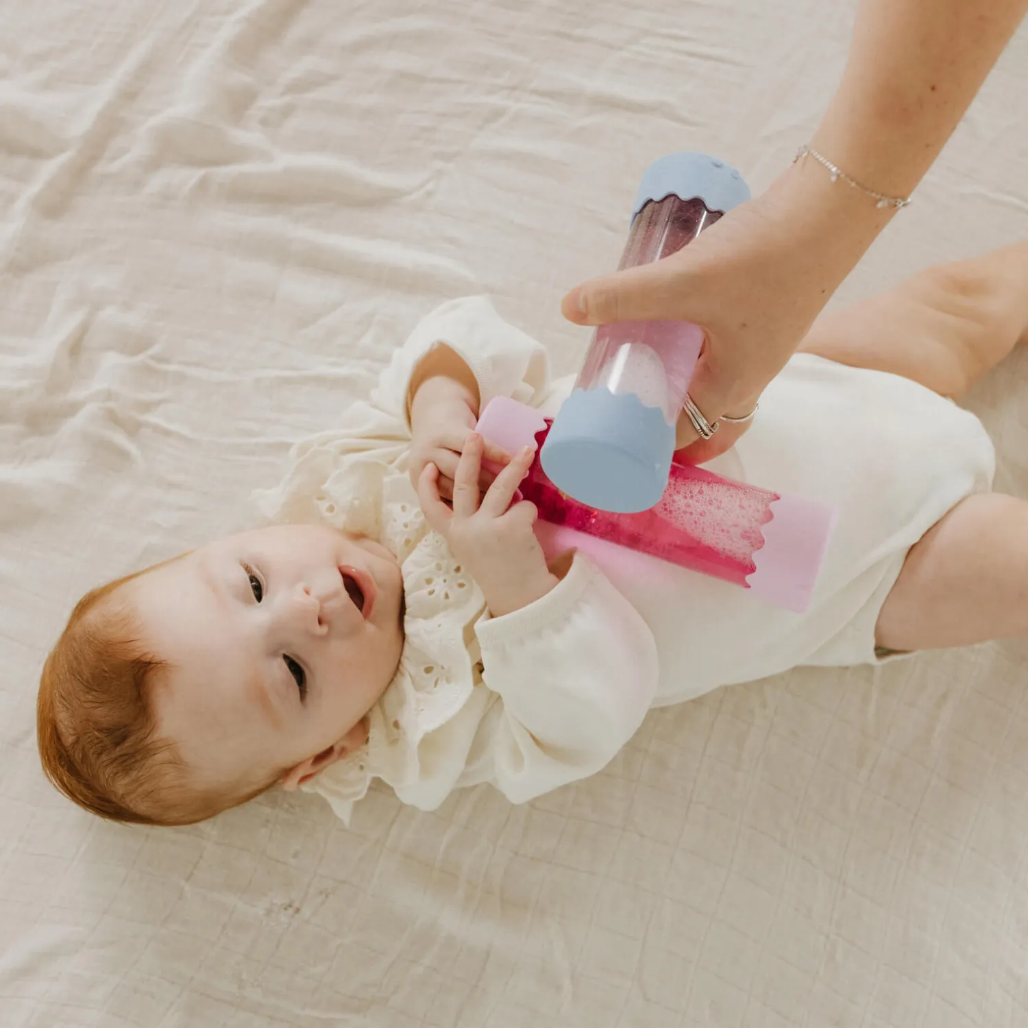 12M+|Aktywizujące | Jellystone Sensoryczna butelka dla niemowląt SOFT PINK