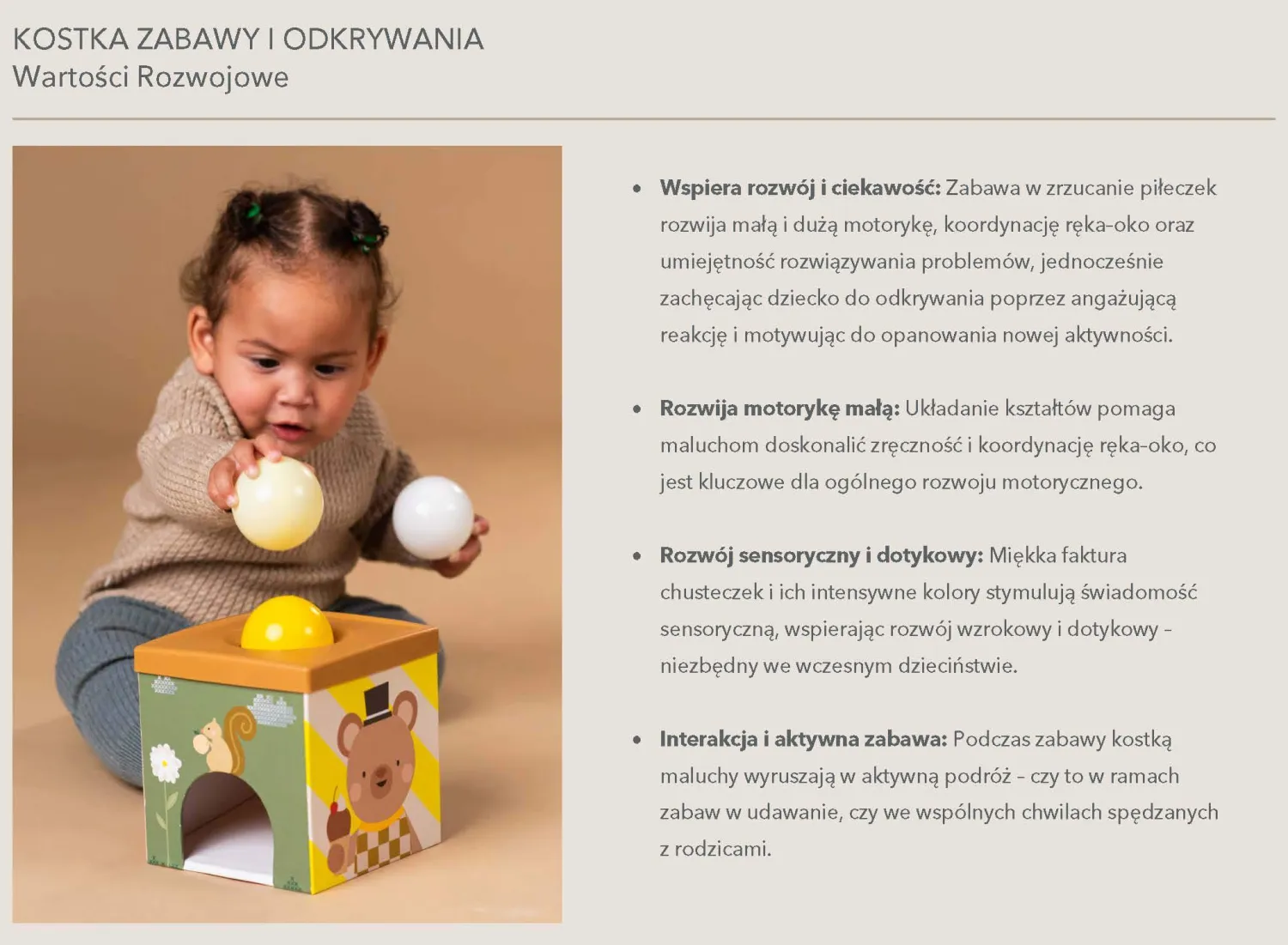 12M+|2 Lata + | Taf Toys Sensoryczna kostka edukacyjna
