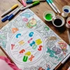 Kolorowanki|6 Lat+ | HeyDoodle Sensoryczna Mata Silikonowa do Kolorowania A3 - Alfabetyczna Zupa