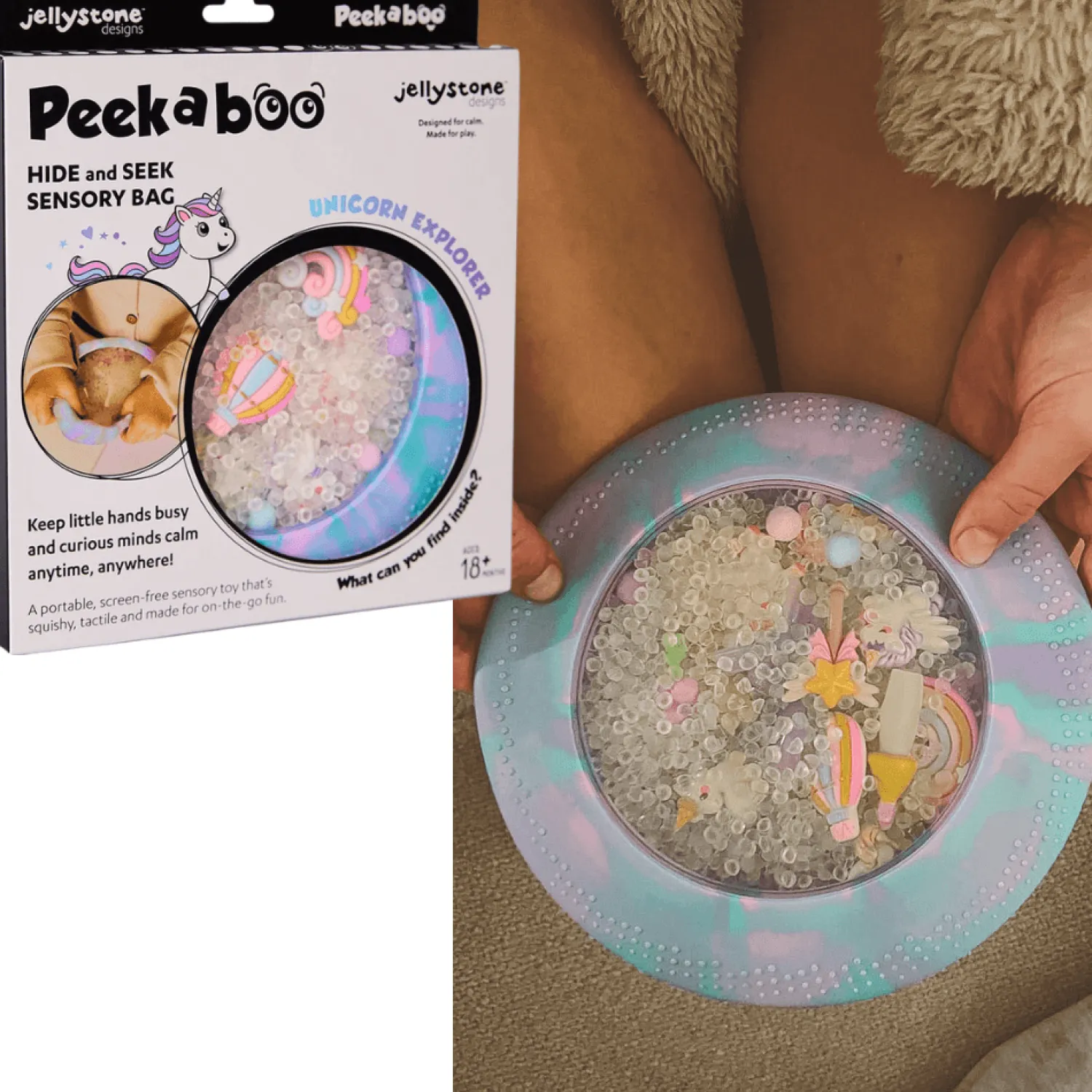 2 Lata +|3 Lata + | Jellystone Sensoryczny dysk z figurkami A-Ku-Ku! Peekaboo - Jednorożec