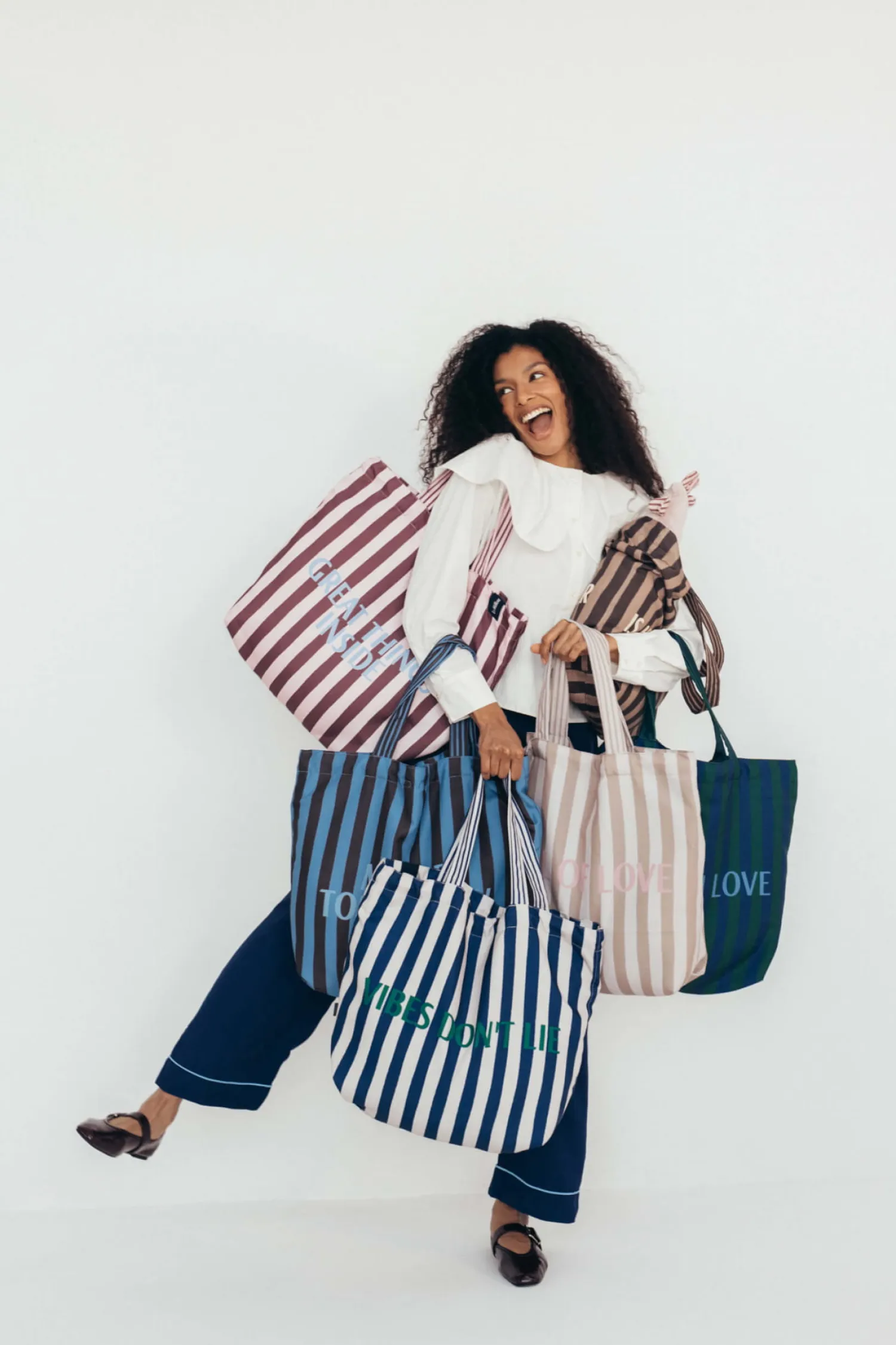 Torby I Plecaki Do Wózka|Torby I Plecaki Do Wózka | La Millou Shopper Bag z kieszonką HYGGE - STRIPES NAVY