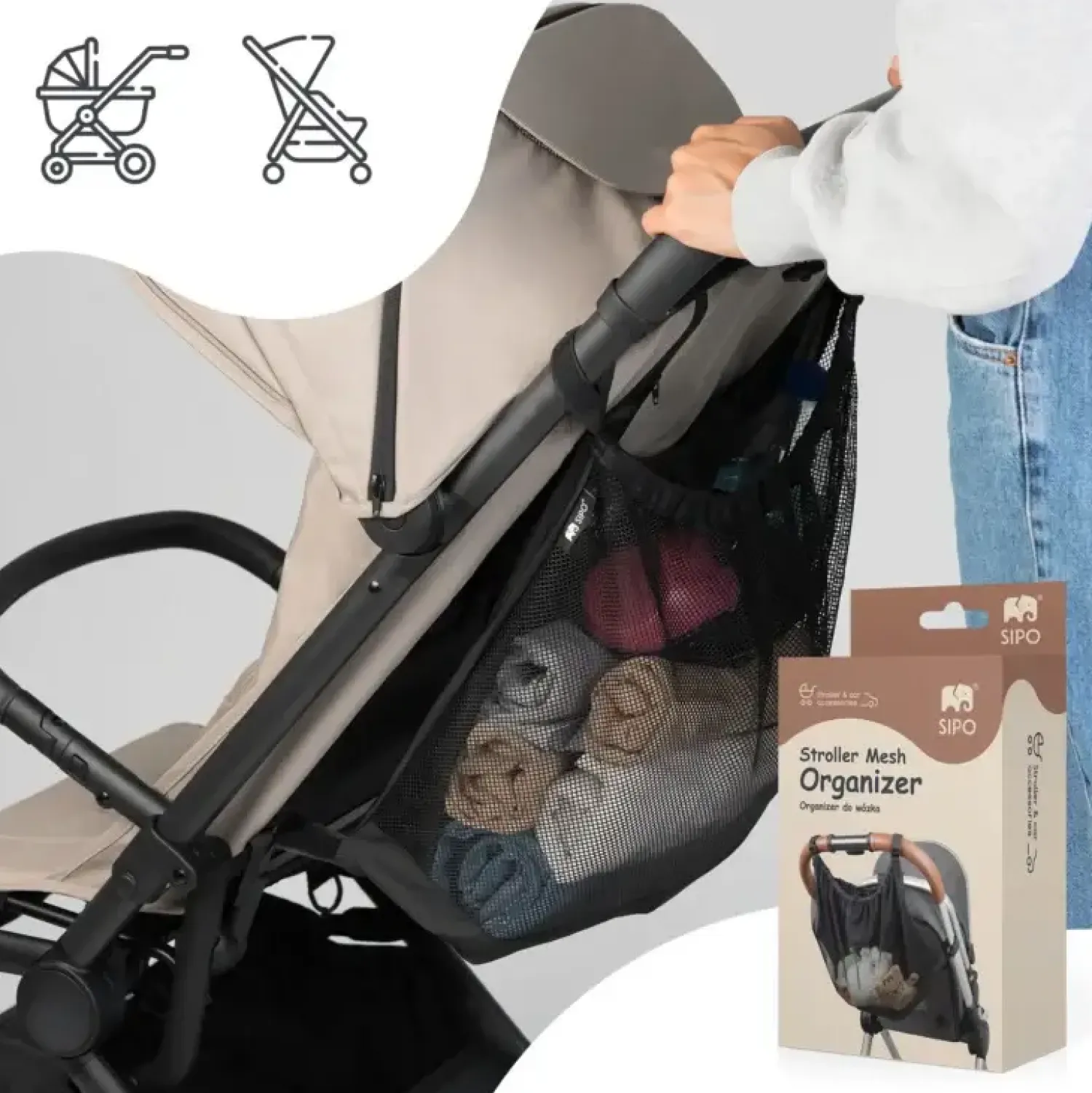 Torby I Plecaki Do Wózka|Torby I Plecaki Do Wózka | SIPO Siatkowy uniwersalny organizer do wózka – torba do przechowywania XL