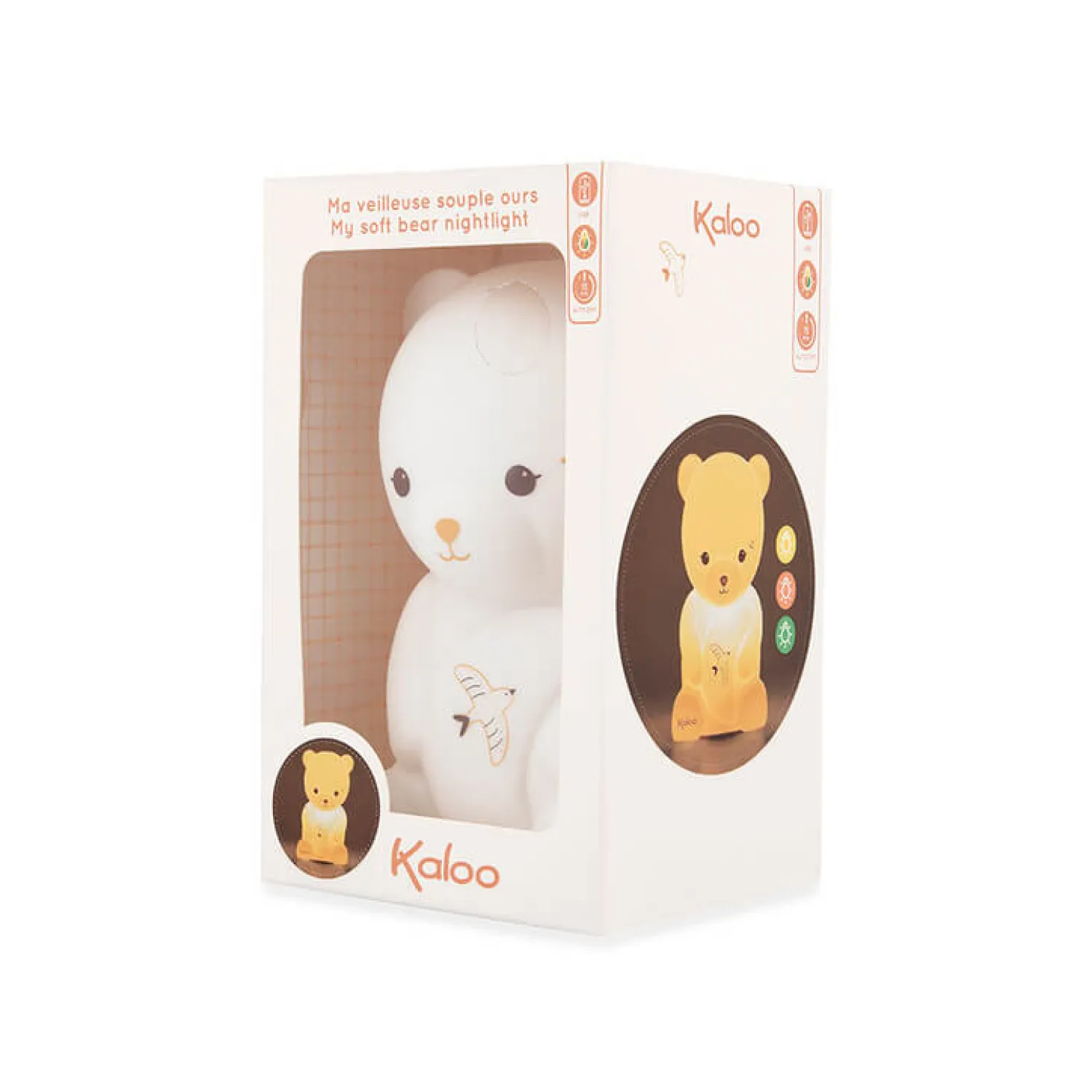 Lampki Nocne|Lampki Nocne | Kaloo Silikonowa lampka nocna dotykowa USB, Miś Intempoler