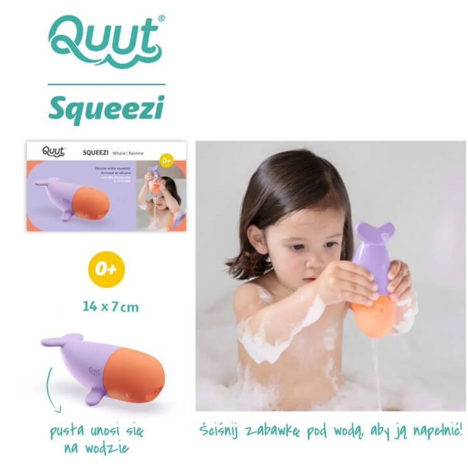 Zabawki Do Kąpieli|12M+ | QUUT Silikonowa zabawka do kąpieli Squeezi Whale