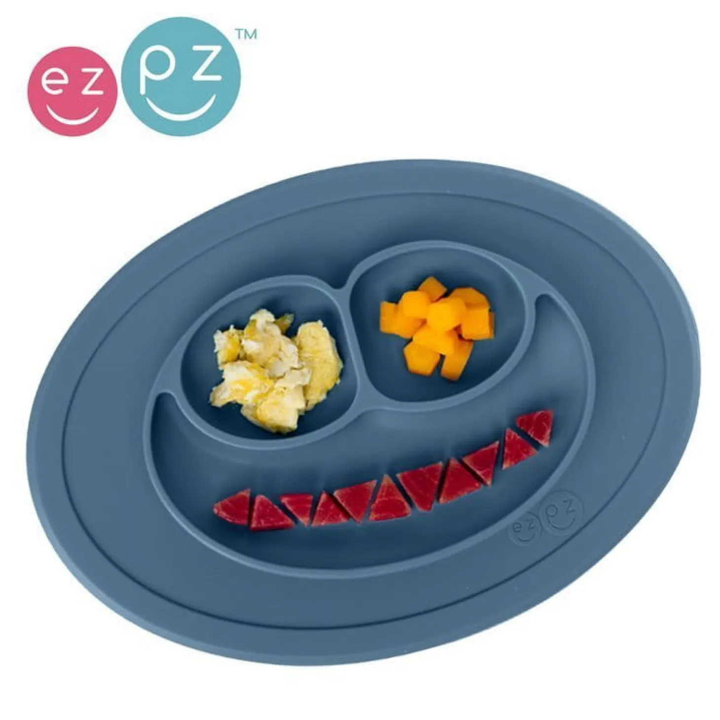 Silikonowy talerzyk z podkładką mały 2w1 Mini Mat granatowy