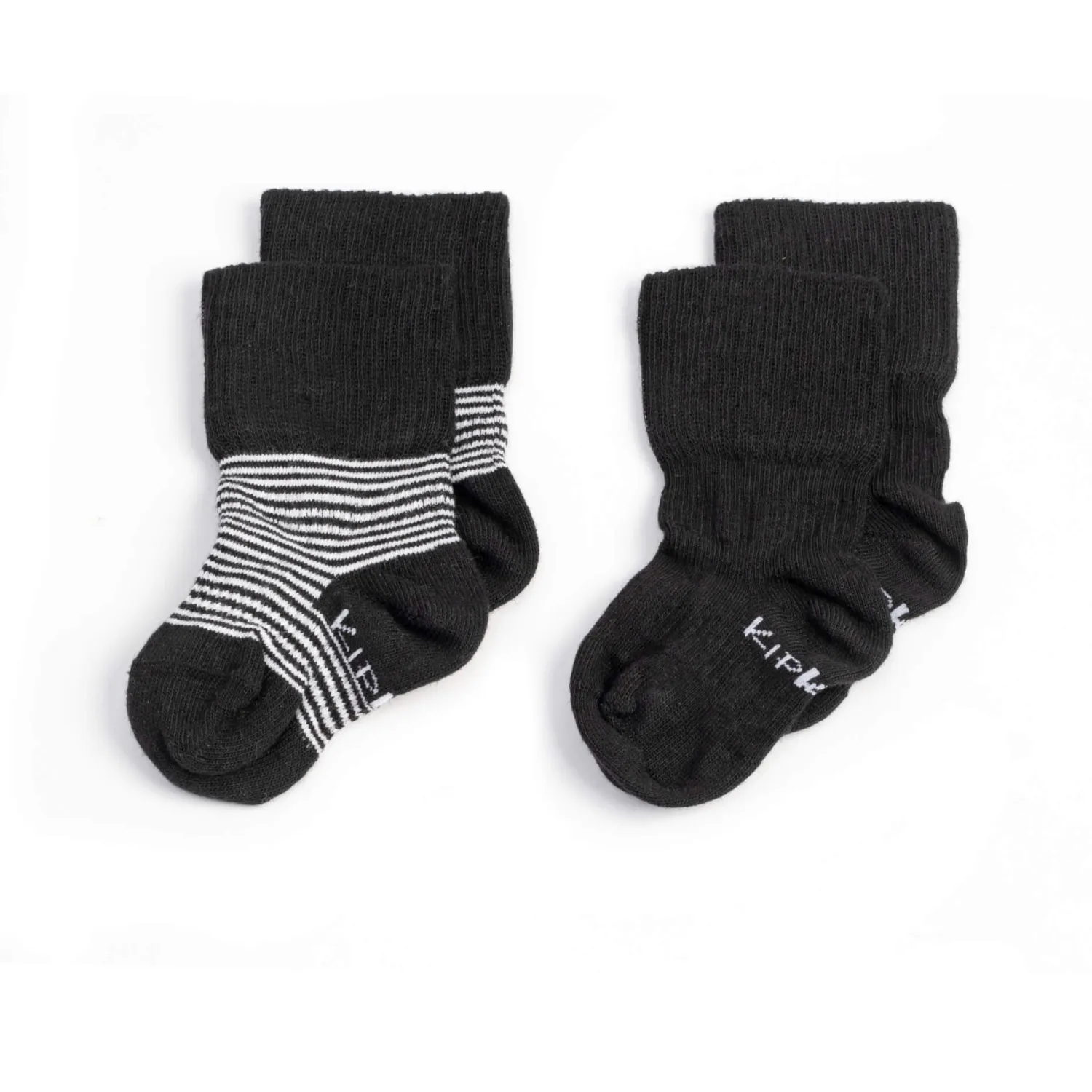 Małe Stópki | KipKep Skarpetki niemowlęce Stay-on-Socks, Black Stripes