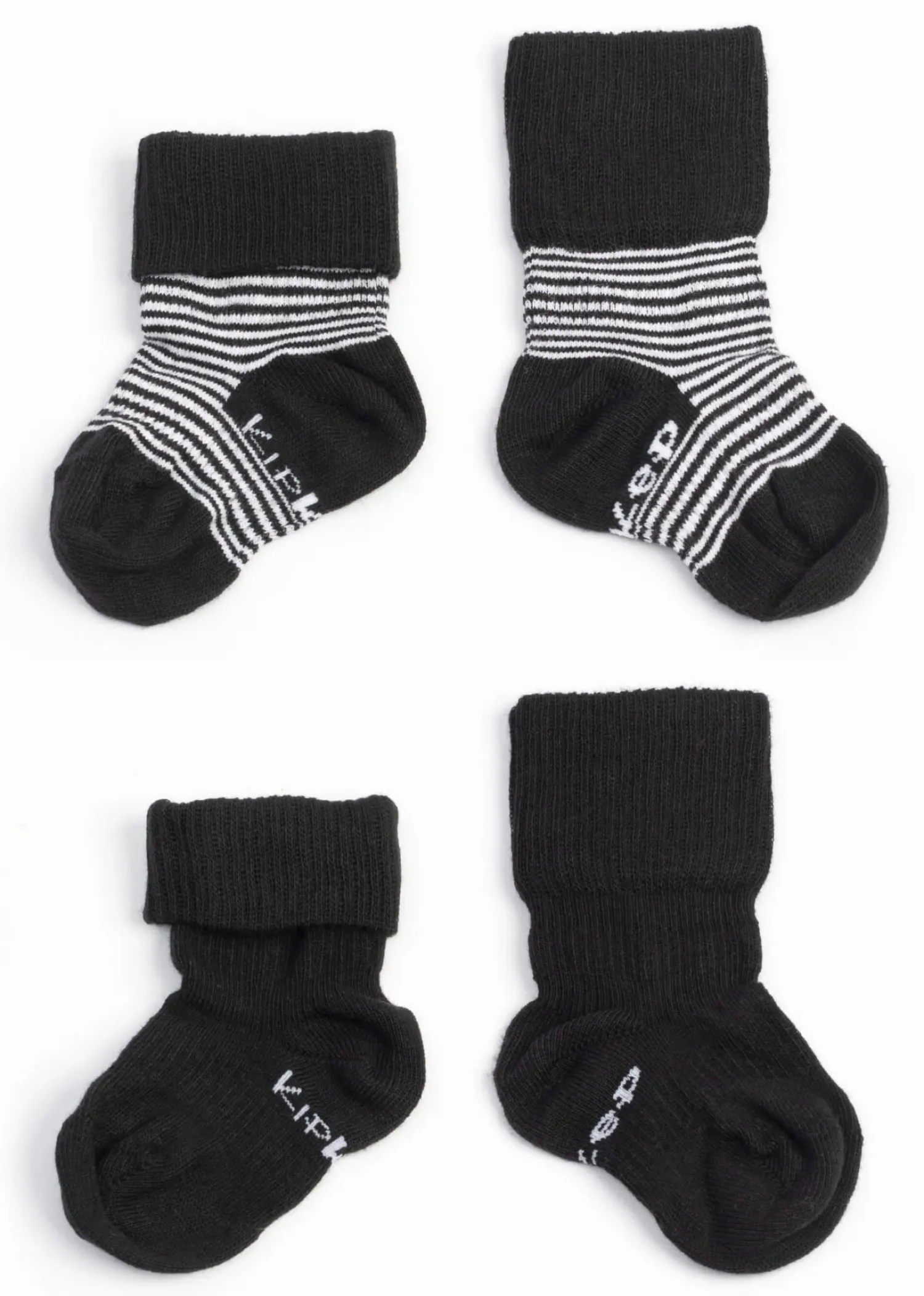Małe Stópki | KipKep Skarpetki niemowlęce Stay-on-Socks, Black Stripes