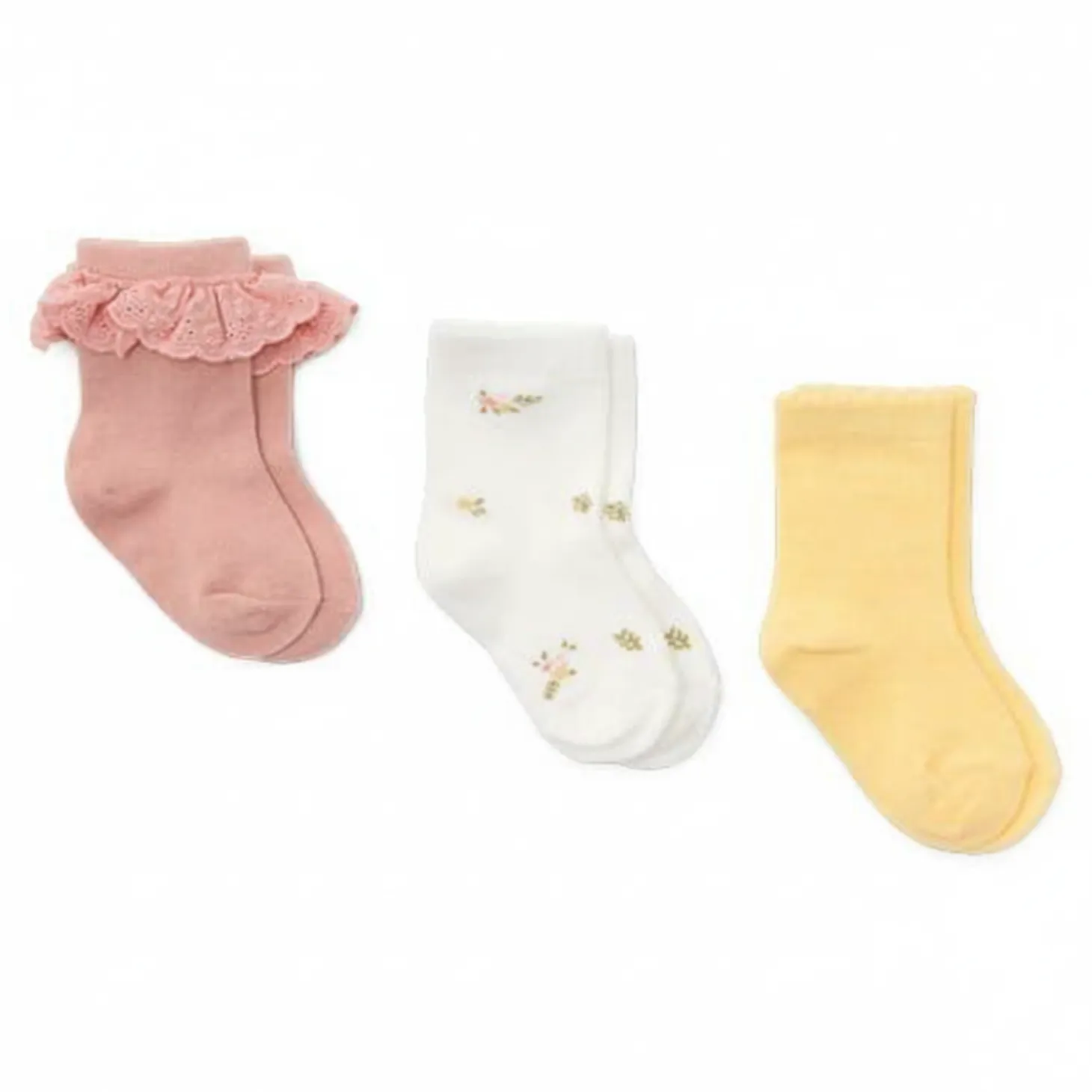 Skarpetki 3-pak: Flower Pink, White Meadows, Honey Yellow