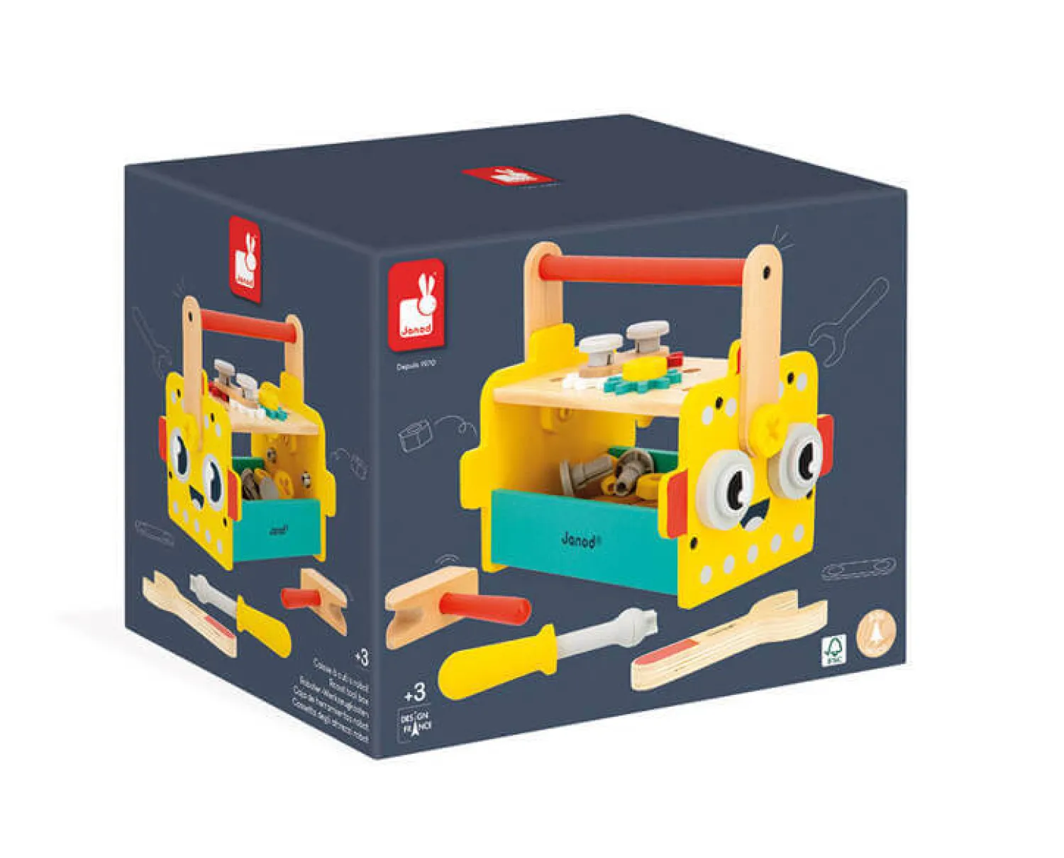 3 Lata +|2 Lata + | Janod Skrzynka z narzędziami Robot Brico ‘Kids