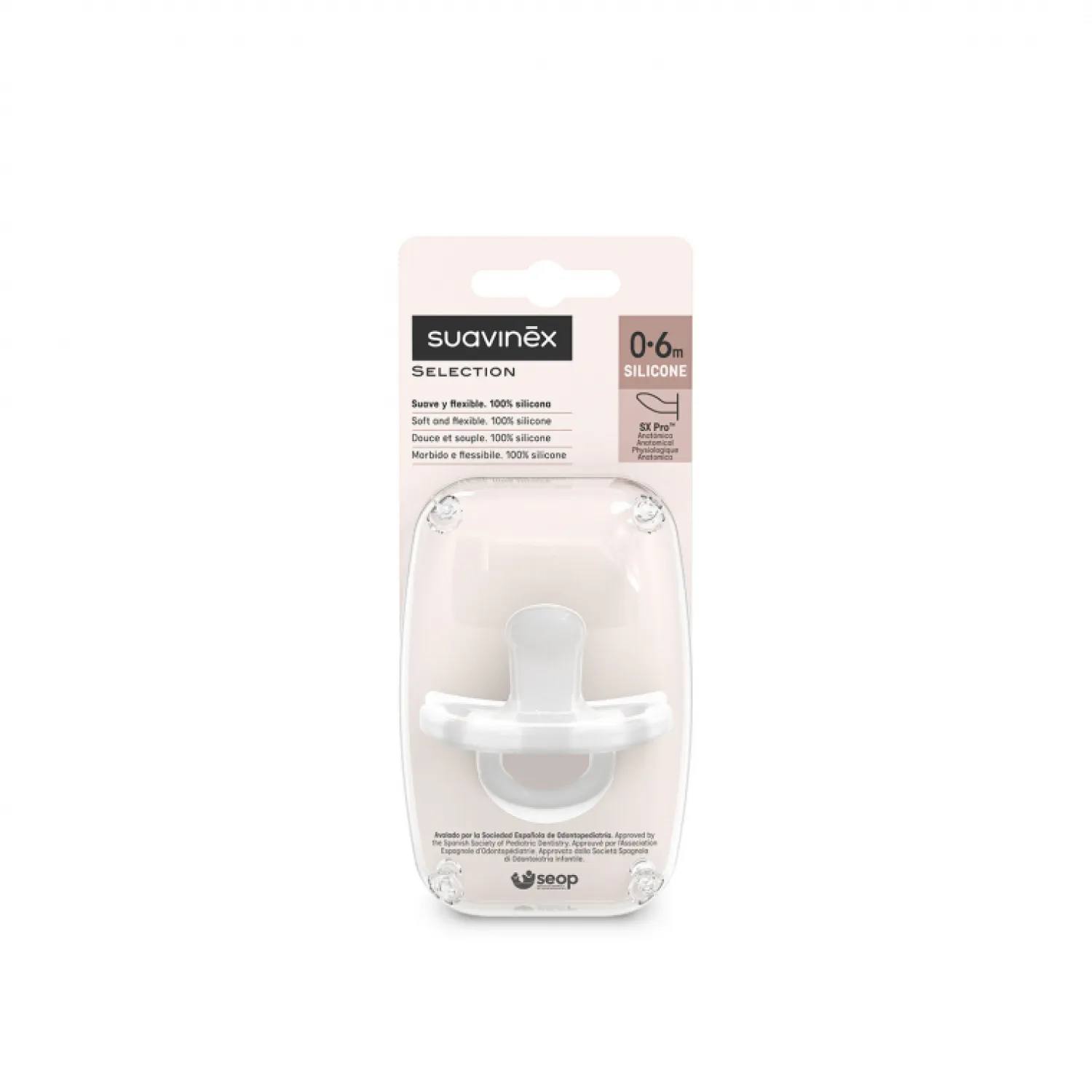 Smoczki|Smoczki | Suavinex Smoczek 100 % silikonowy anatomiczny SX Pro Colour Essence - transparentny