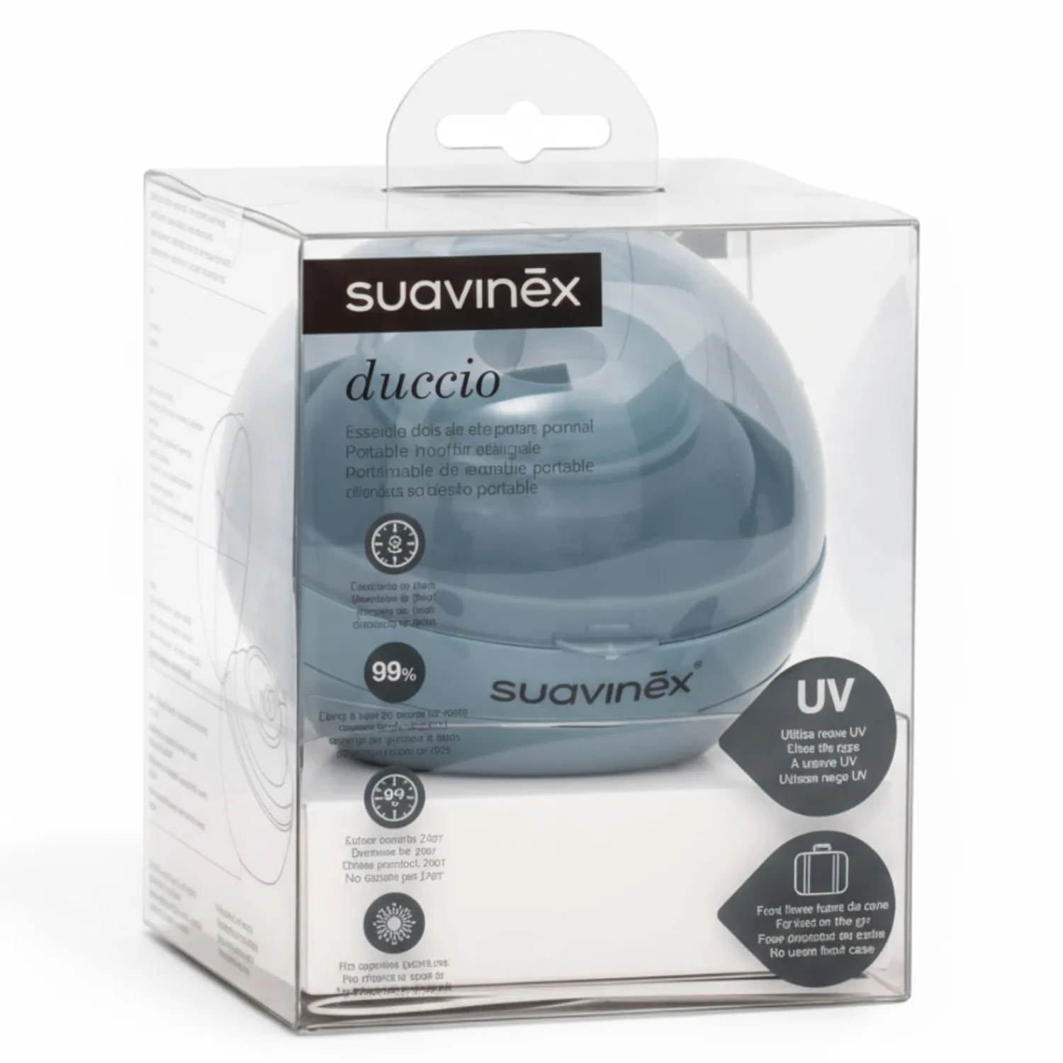 Ułatwiacze Życia | Suavinex Sterylizator UV Duccio do smoczków - szaro-niebieski
