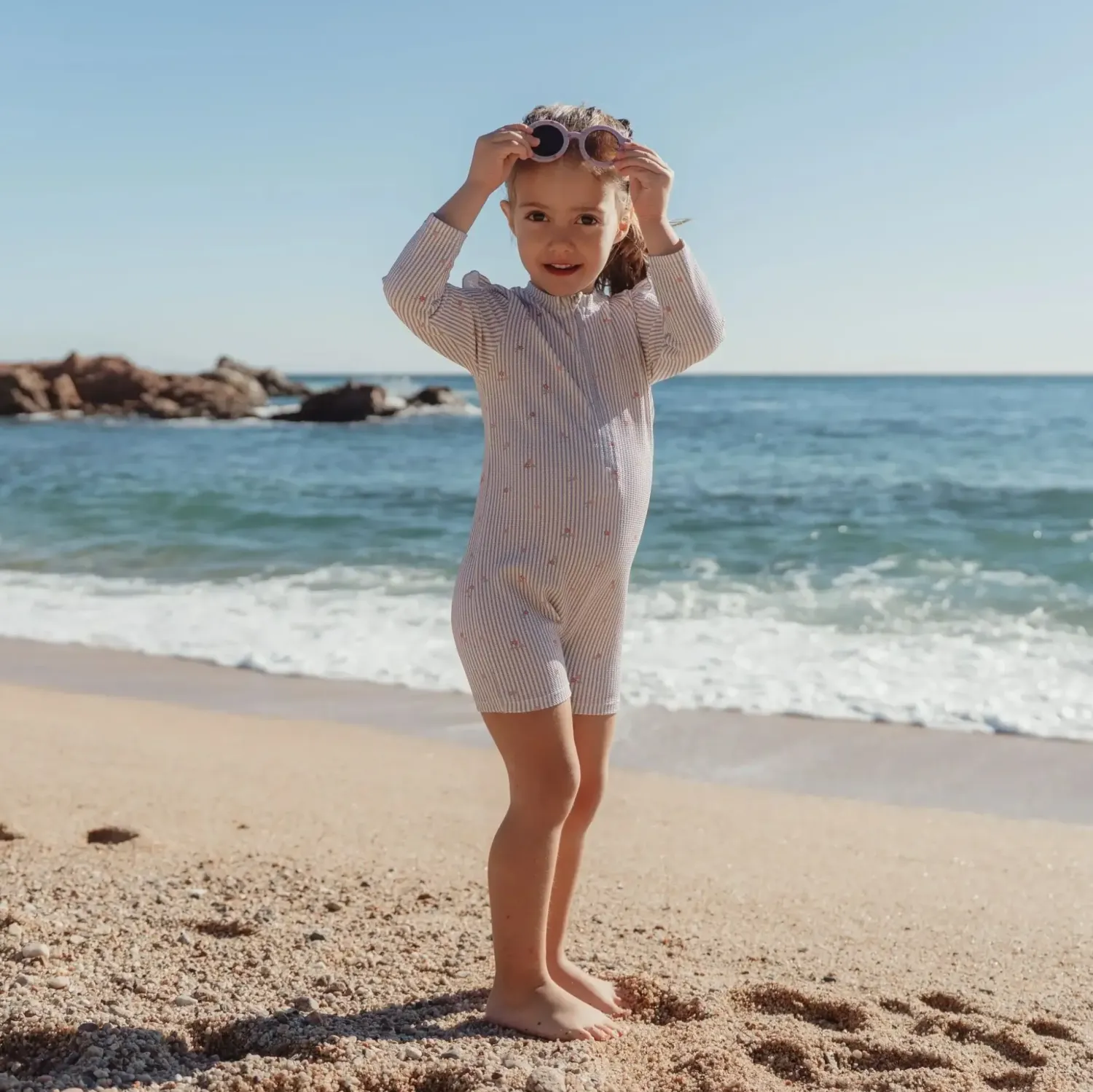 Stroje Kąpielowe|Stroje Kąpielowe | Little Dutch Swimsuit z długim rękawem Dreamy Stripes UPF40+