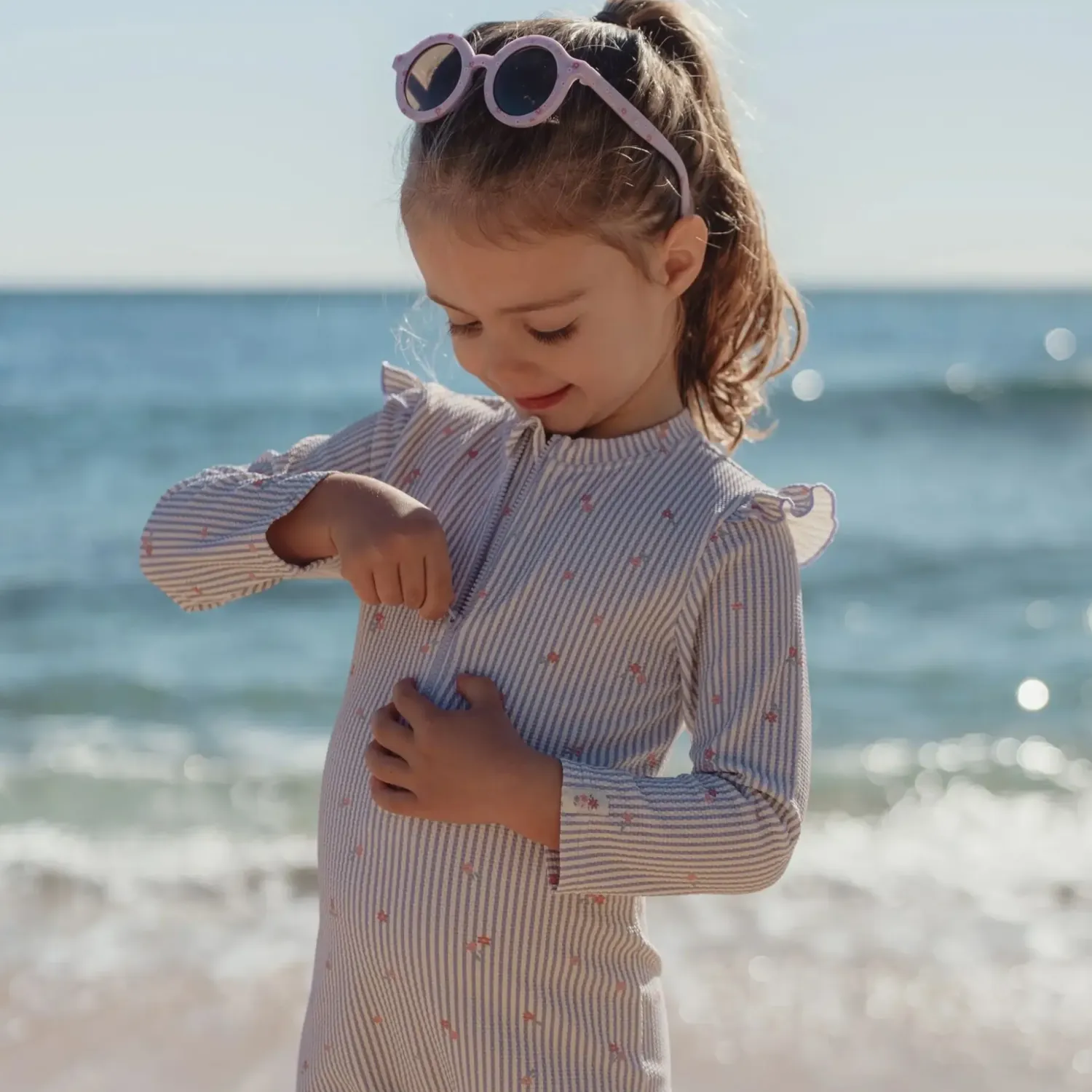 Stroje Kąpielowe|Stroje Kąpielowe | Little Dutch Swimsuit z długim rękawem Dreamy Stripes UPF40+