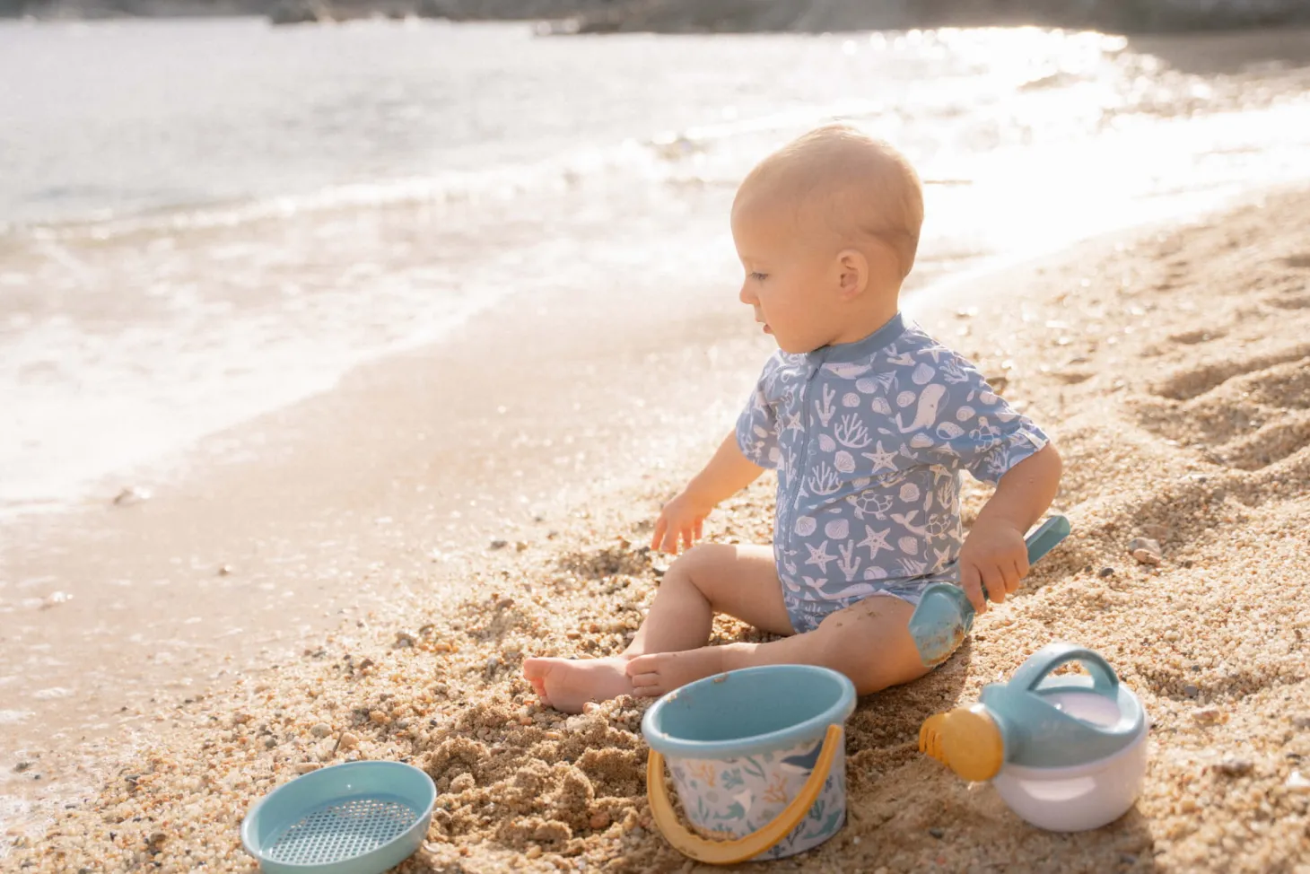 Swimsuit z krótkim rękawem Sea Life Ocean Blue