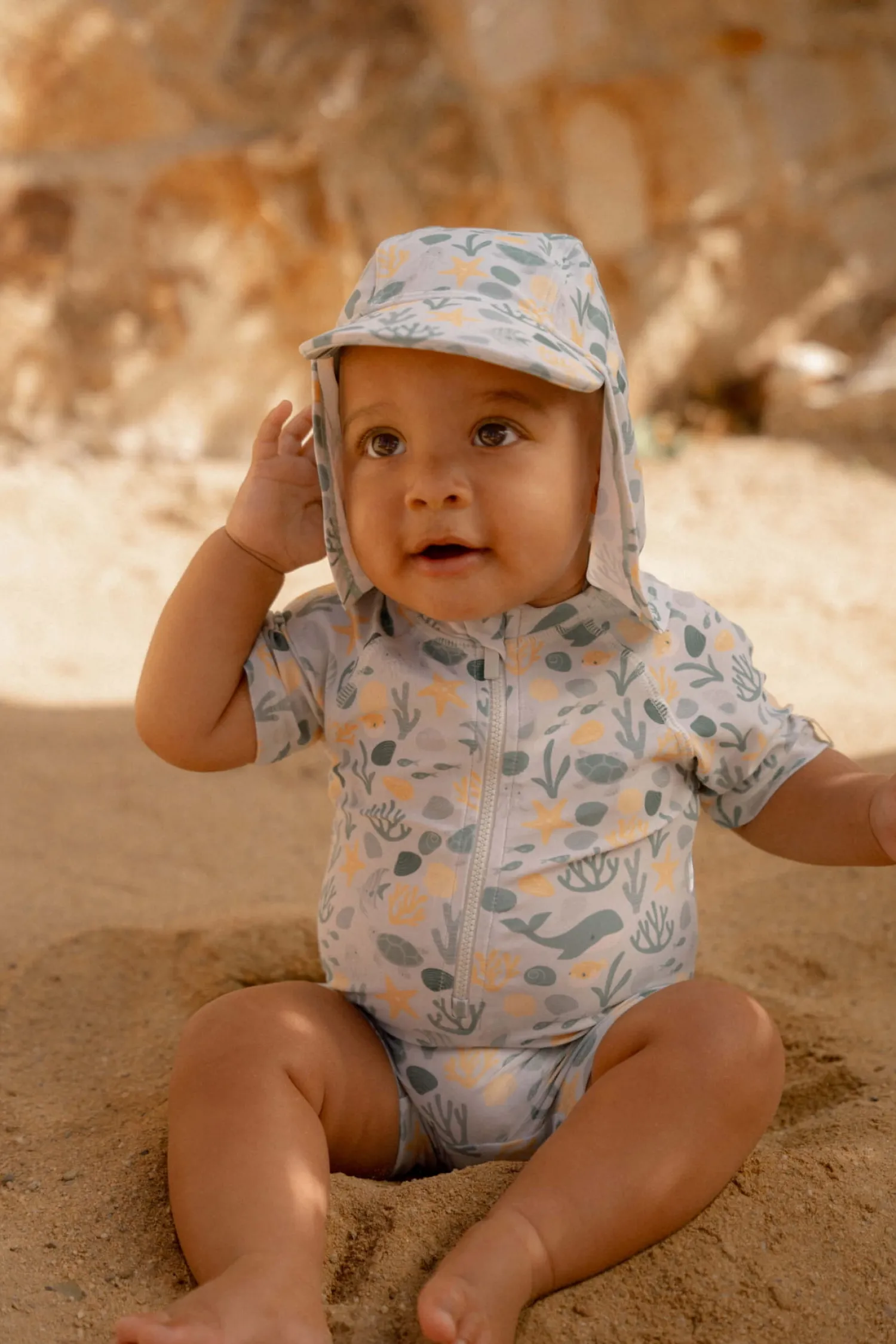 Stroje Kąpielowe|Stroje Kąpielowe | Little Dutch Swimsuit z krótkim rękawem Seashells