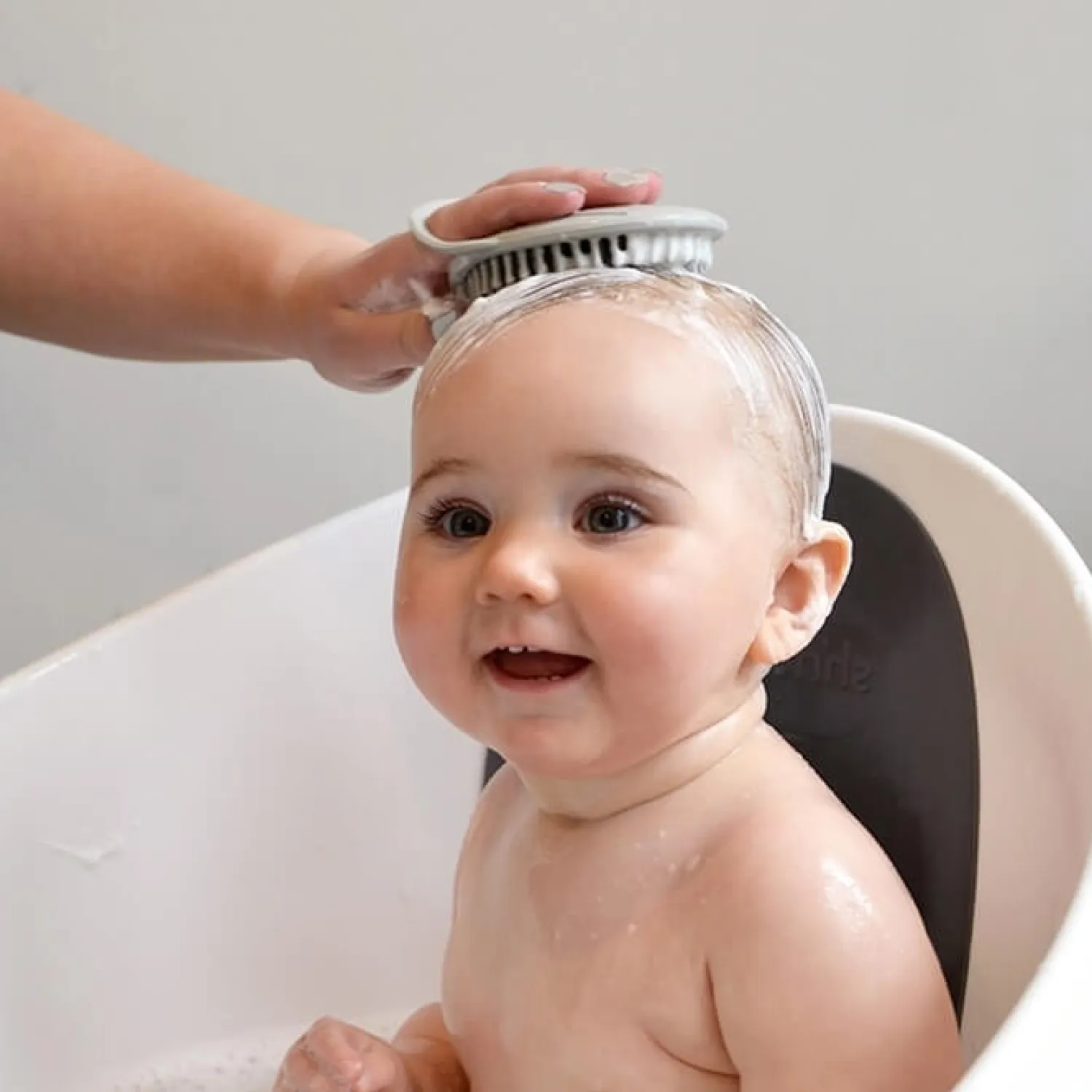 Akcesoria Łazienkowe|Szczotki | Shnuggle Baby Szczotka Silikonowa do Włosów dla Niemowląt Grey