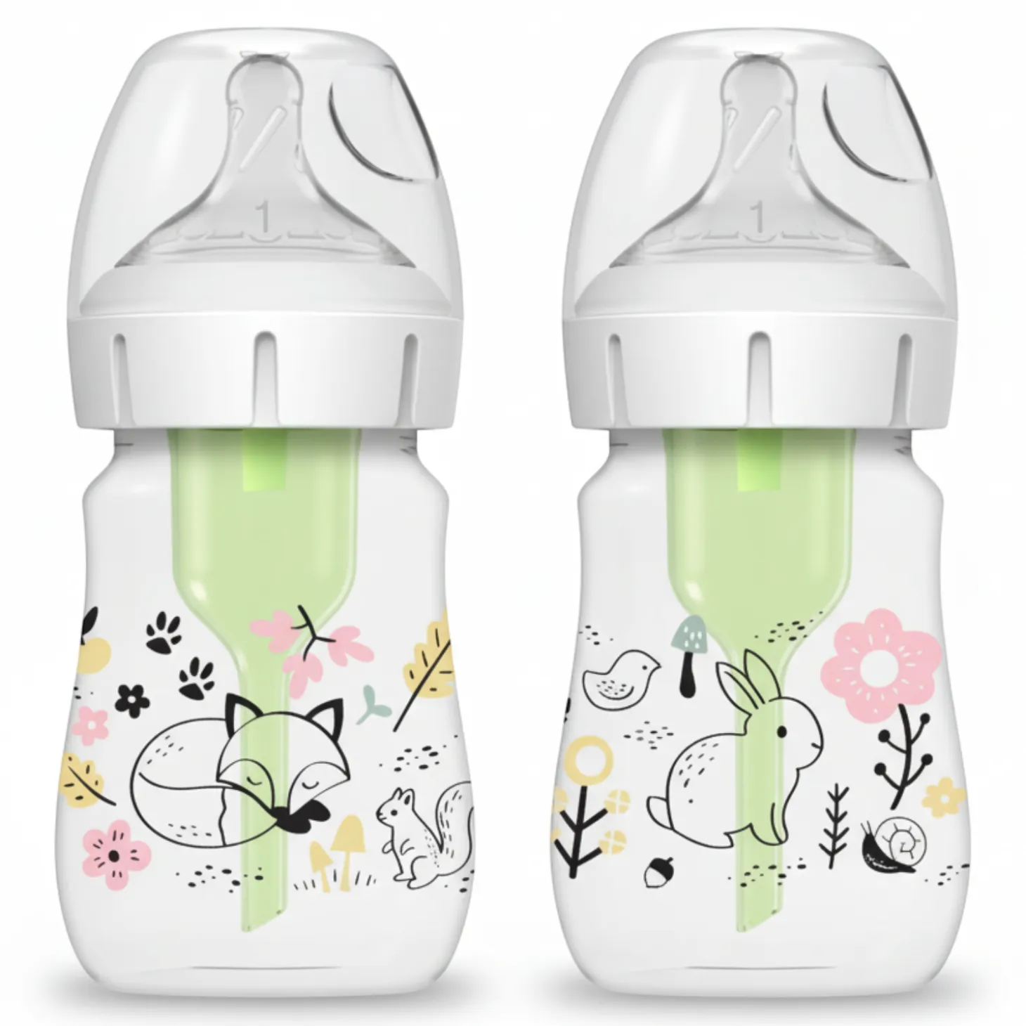 2 szt. butelek do karmienia niemowląt 150 ml, szeroka szyjka - las