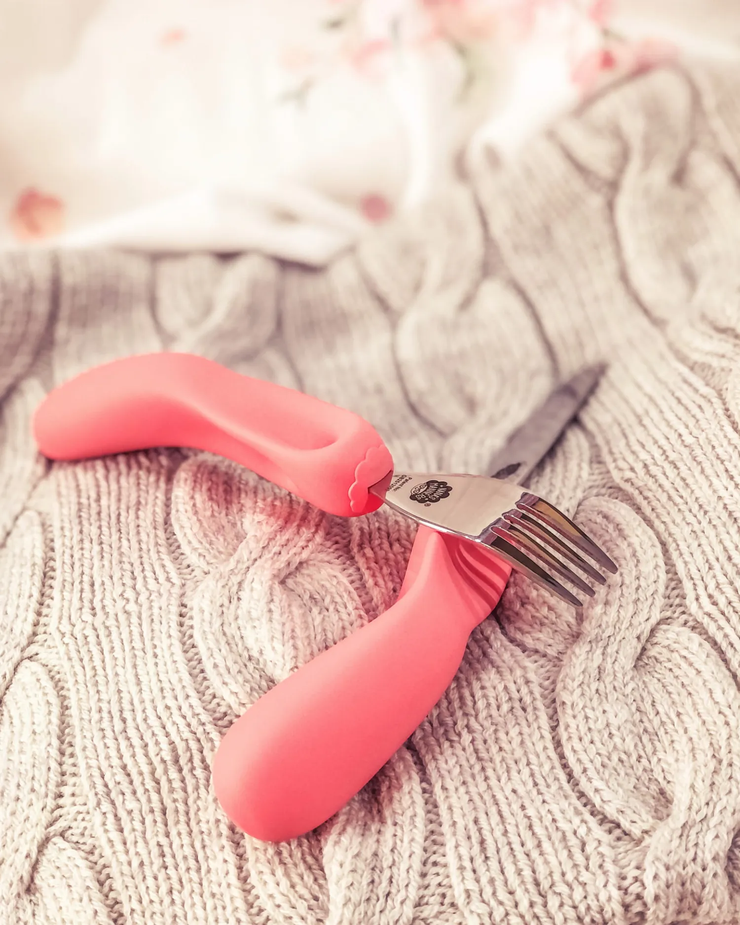 Metoda Blw|Naczynia Dla Dzieci | Nanas Manners Sztućce kształtujące chwyt 3-9 lat, ETAP 3 - pink