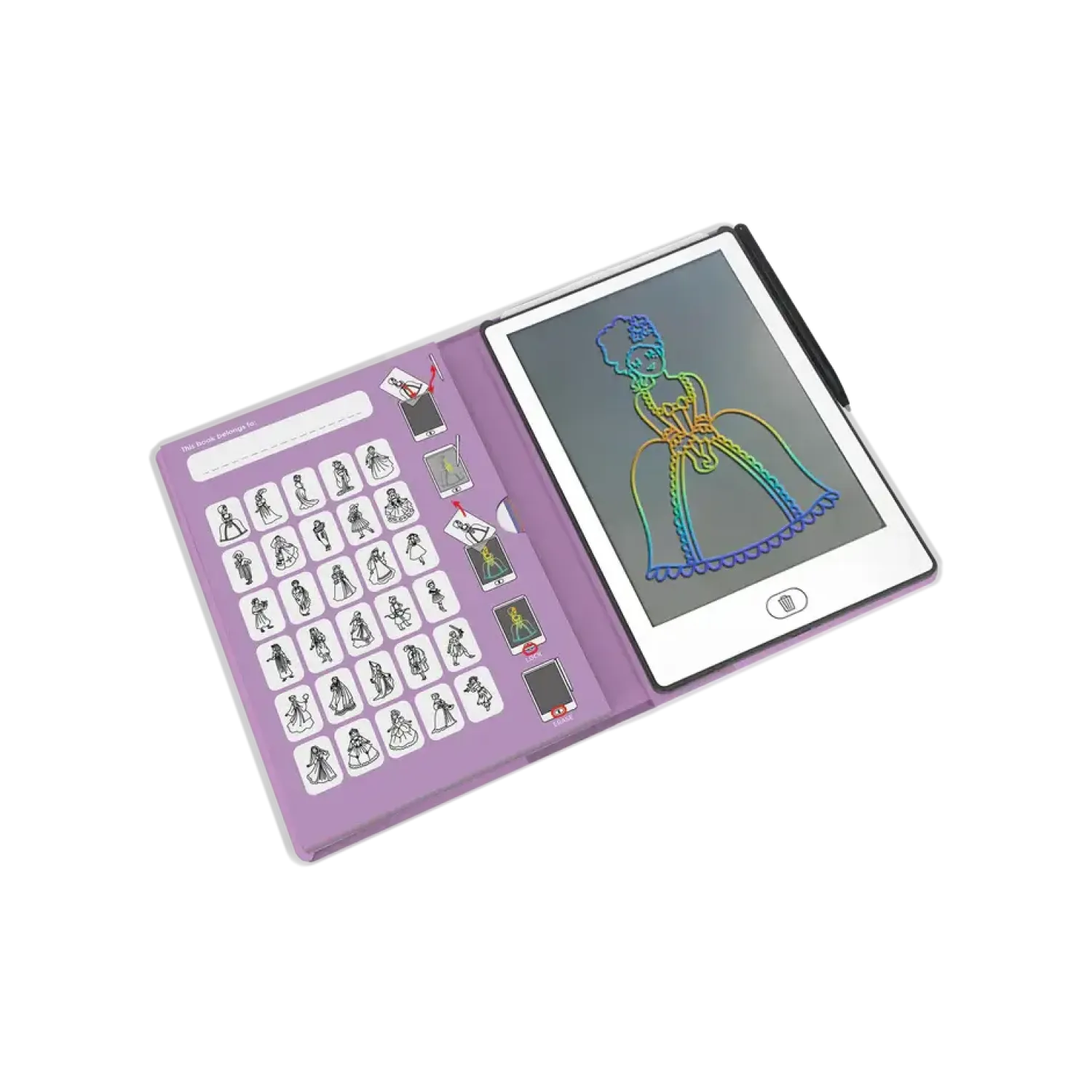 Idealne W Podróży|6 Lat+ | Kidywolf Tablet graficzny z szablonami do rysowania KIDYDRAW-MINI - princess
