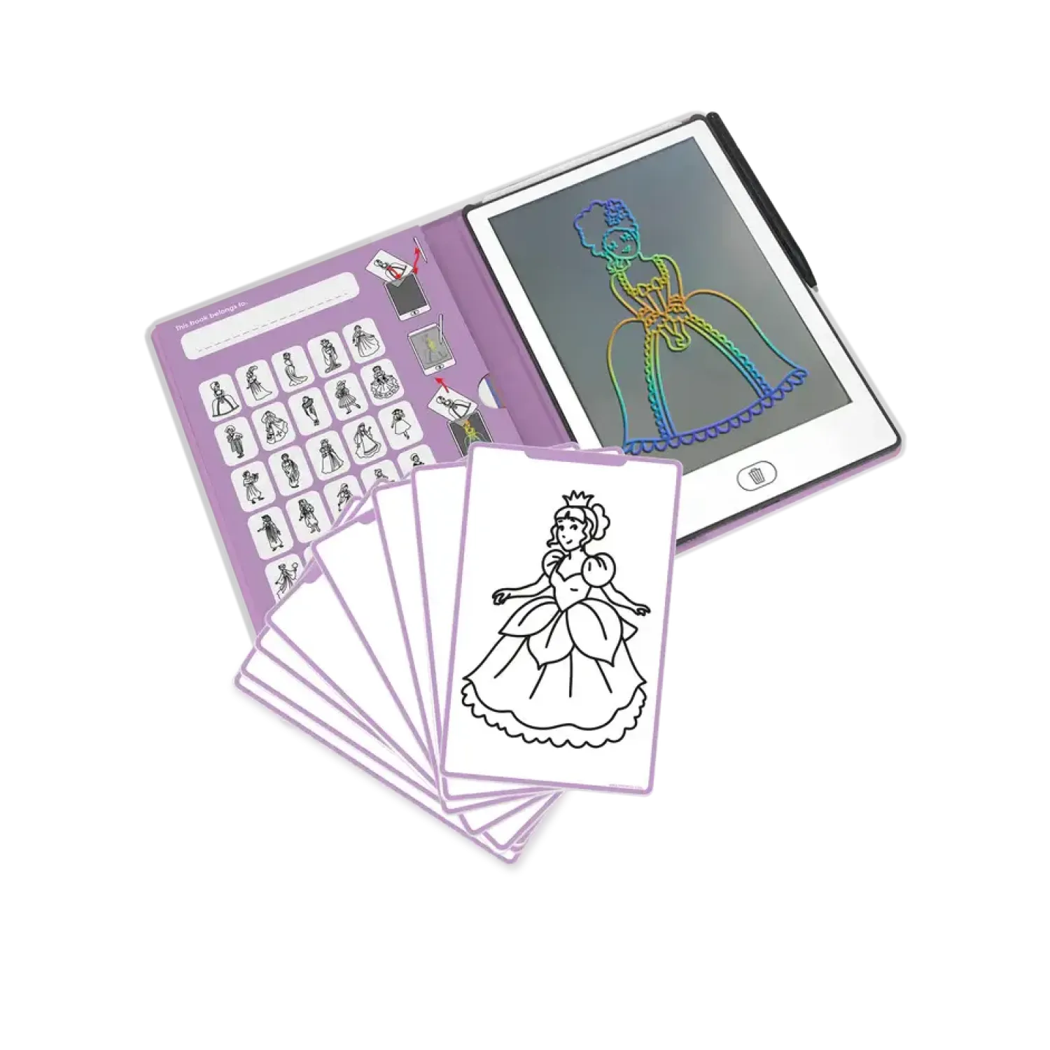 Idealne W Podróży|6 Lat+ | Kidywolf Tablet graficzny z szablonami do rysowania KIDYDRAW-MINI - princess