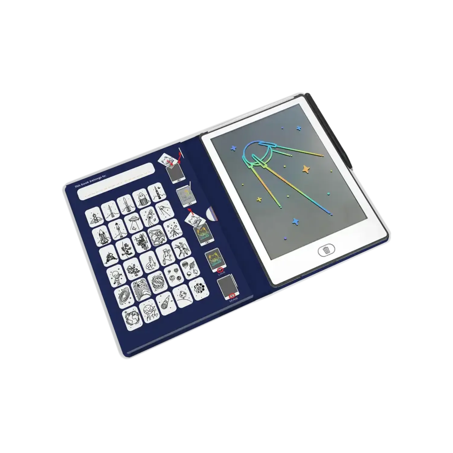 Idealne W Podróży|6 Lat+ | Kidywolf Tablet graficzny z szablonami do rysowania KIDYDRAW-MINI - galaktyka