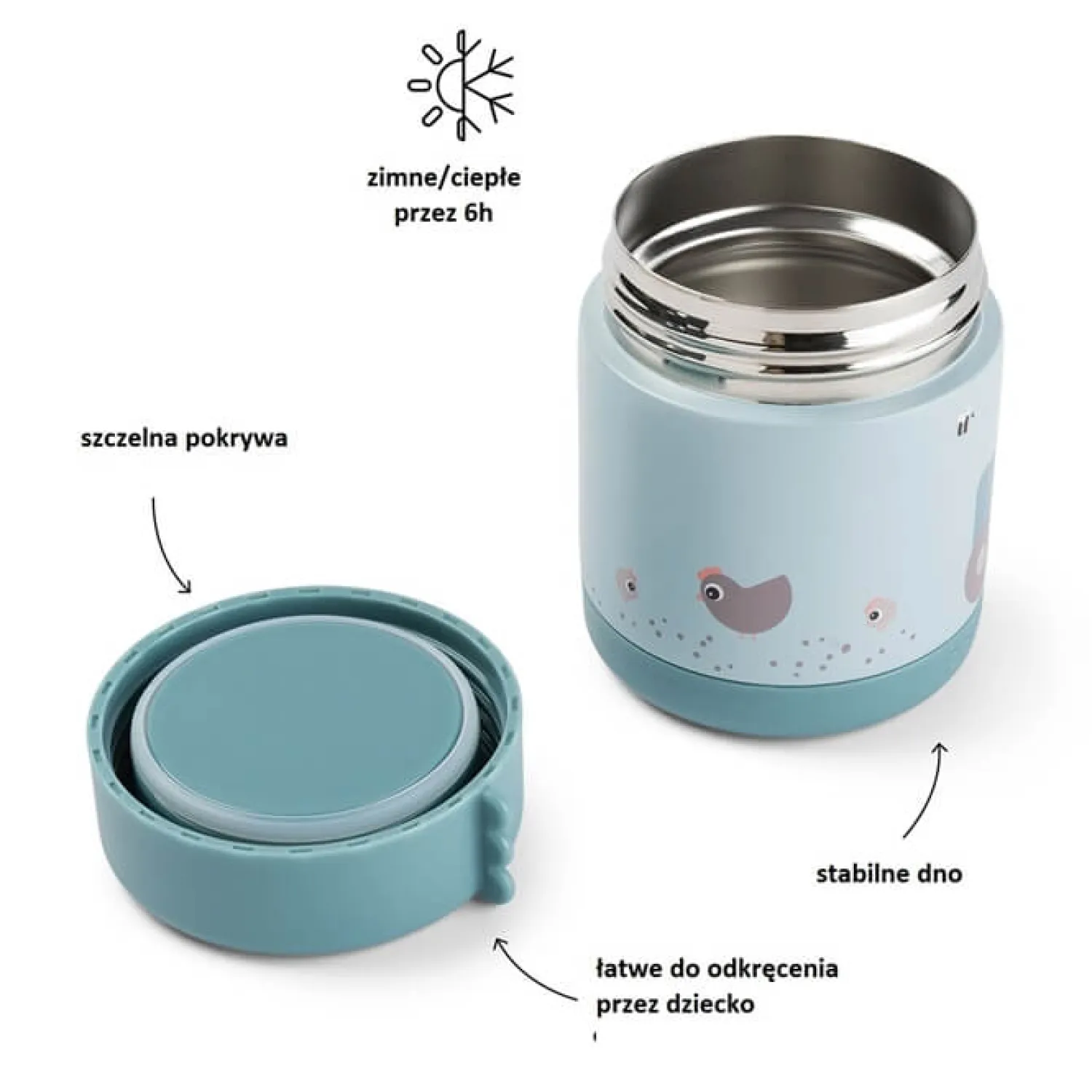 Przechowywanie Jedzenia|Przydatne Akcesoria | Done by Deer Termos obiadowy dla dziecka 300ml Tiny Farm Blue