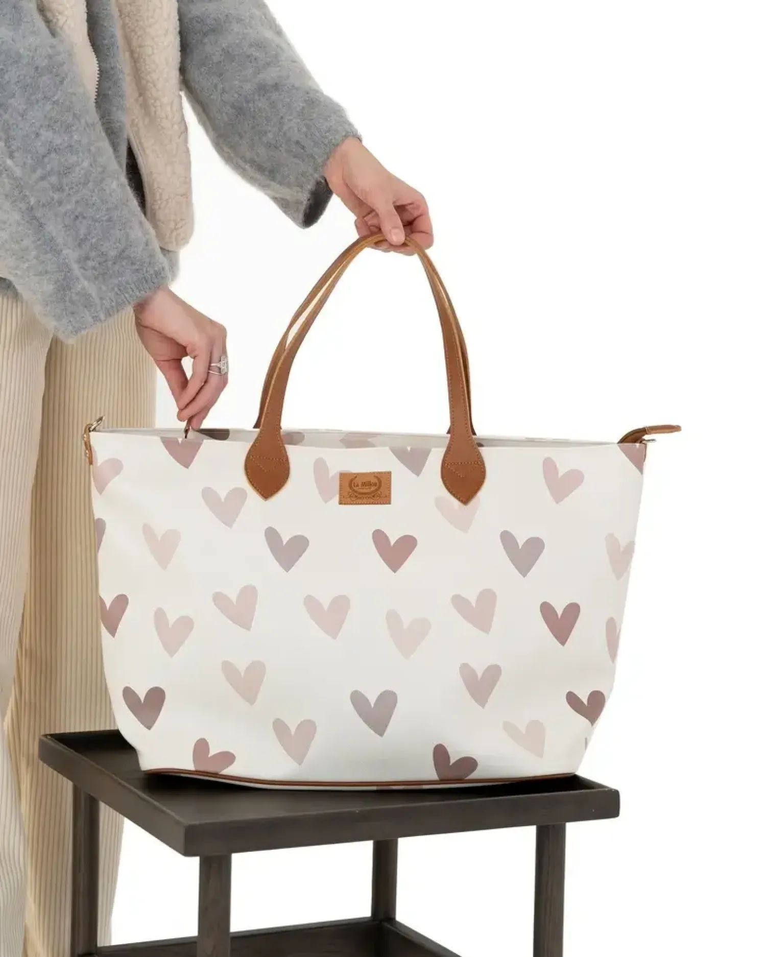 Torby I Plecaki Do Wózka|Torby I Plecaki Do Wózka | La Millou Torba dla mamy M - FEERIA PREMIUM - HEARTBEAT BEIGE
