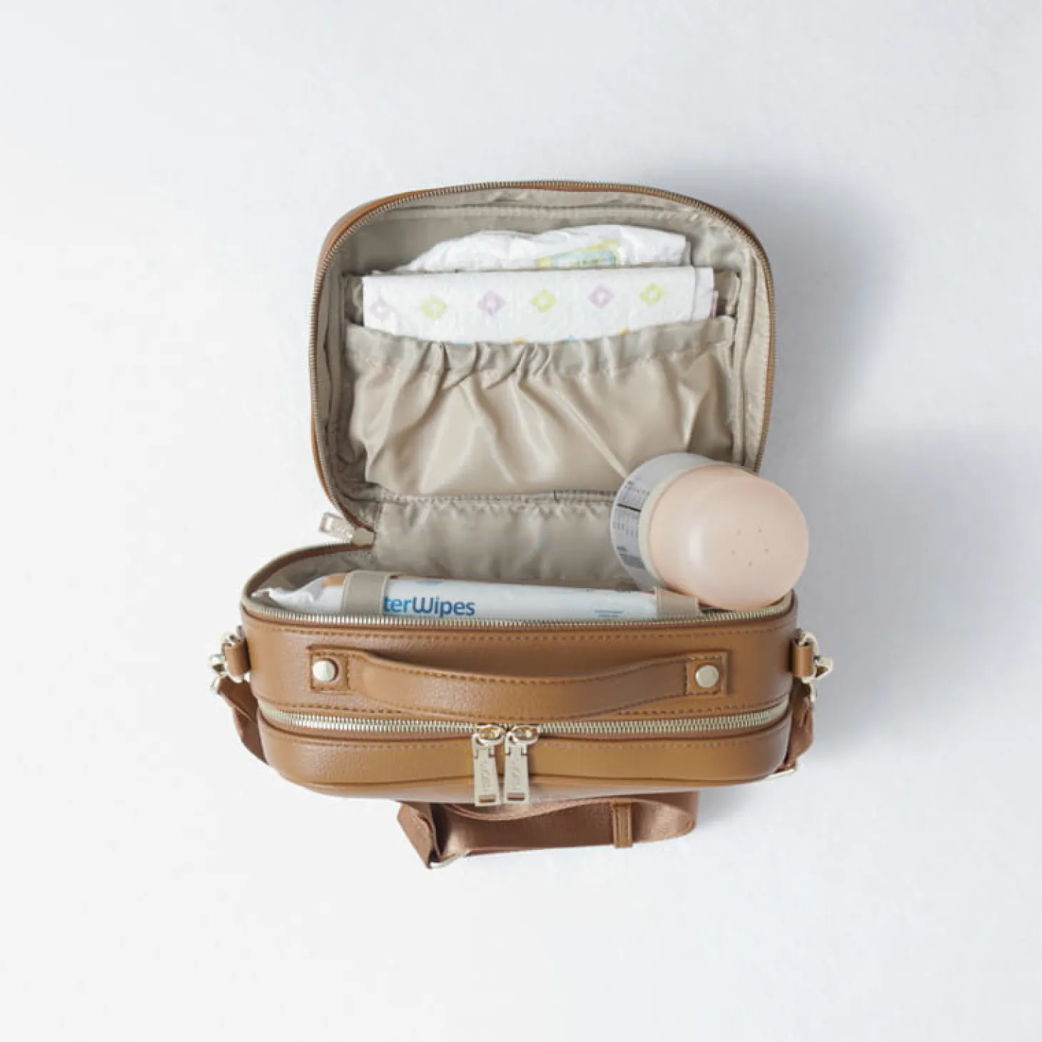 Torebka crossbody i organizer do wózka 2w1 VERA caramel