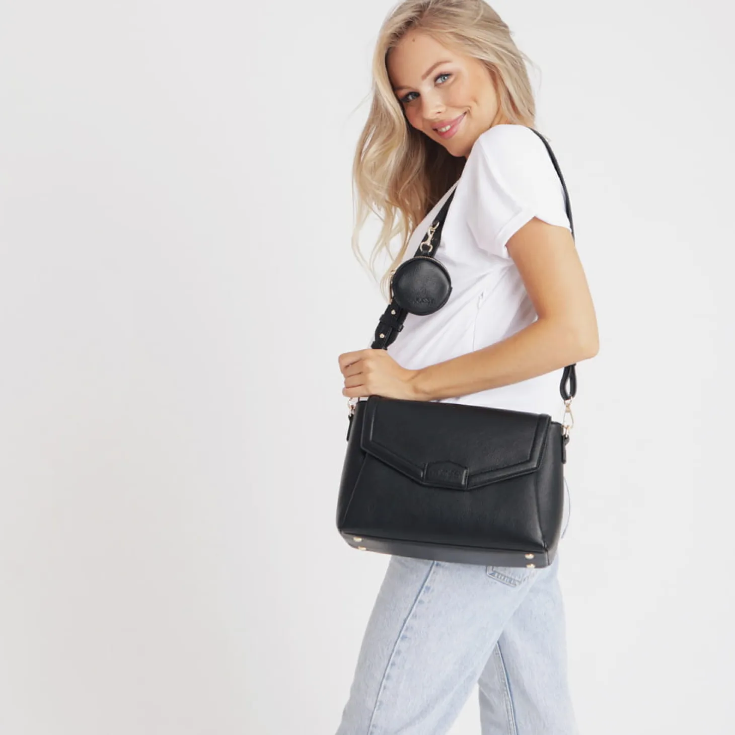Torebka crossbody i organizer do wózka 2w1 MIDI mauve rose
