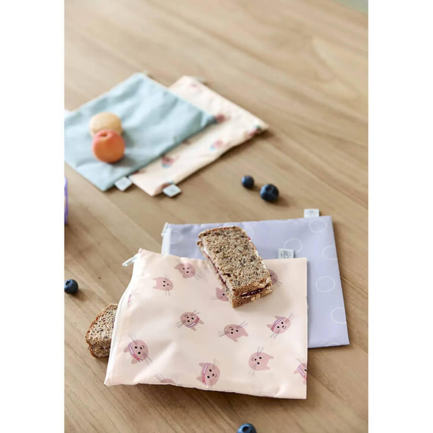 Lunchboxy|Przechowywanie Jedzenia | Lassig Torebka na przekąski Snack Bag na suwak 2 szt. Tiny Team Kotek