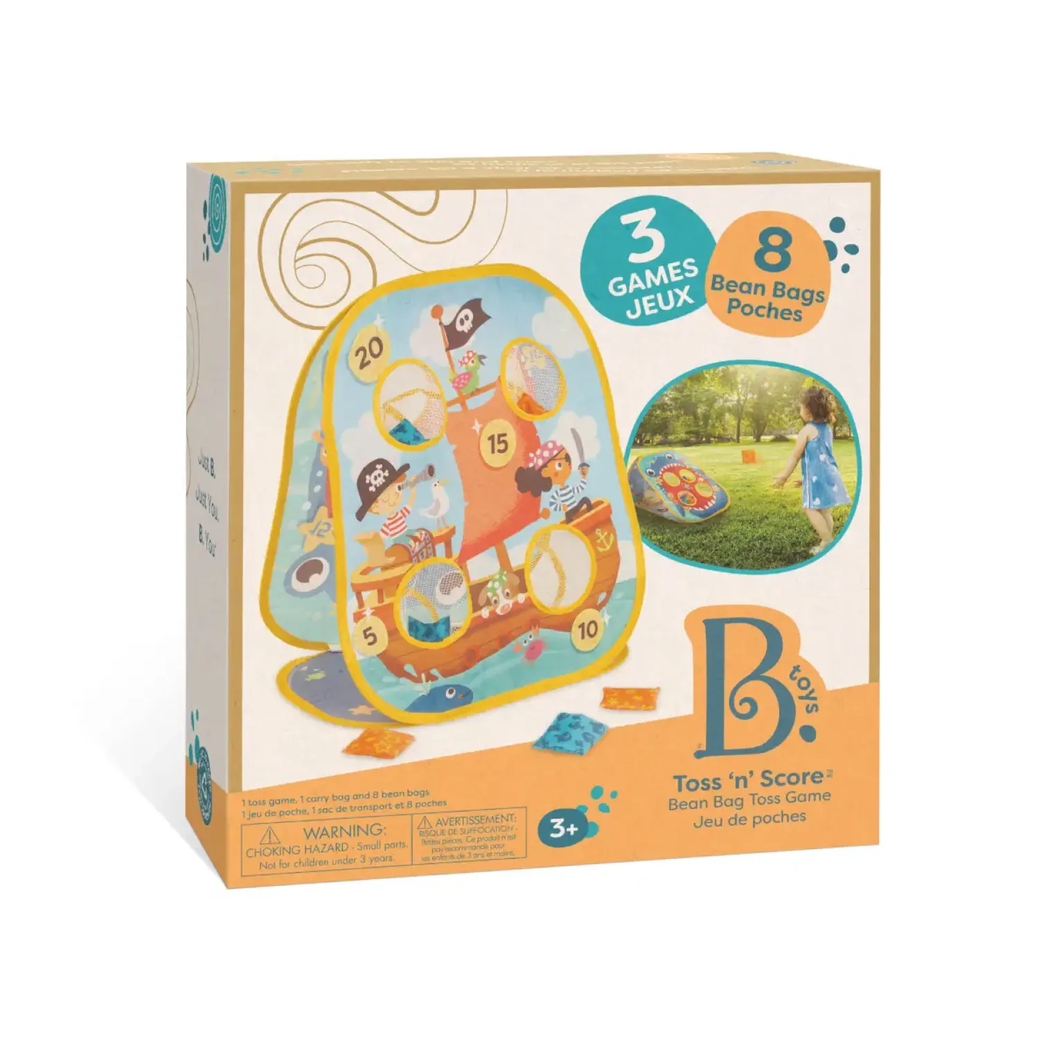 8 Lat+|Motoryka Duża | B.Toys Toss ‘n’ Score – gra zręcznościowa 3w1 z woreczkami