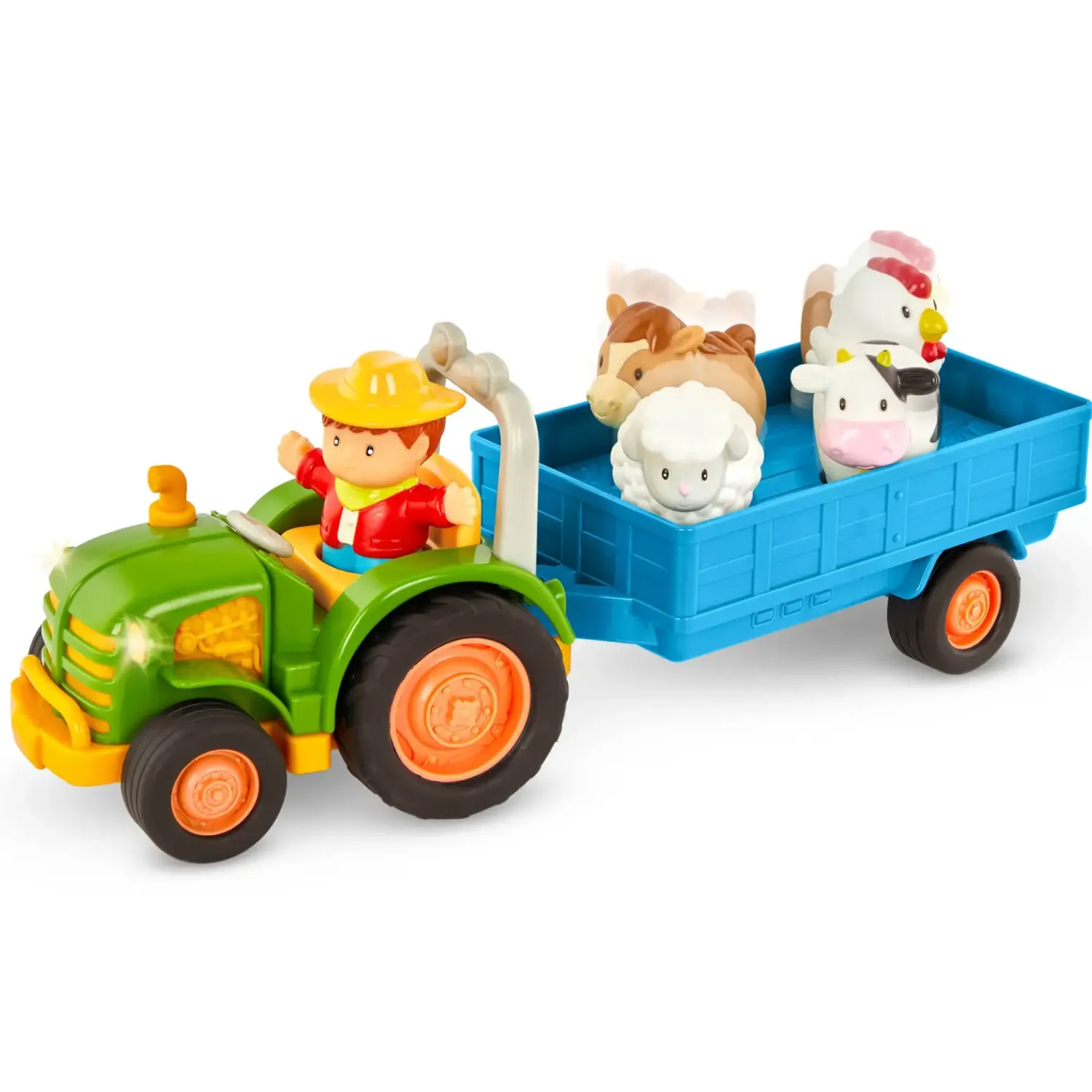 3 Lata +|2 Lata + | Battat Traktor z przyczepą, rolnikiem i zwierzętami - Farming Fun Tractor