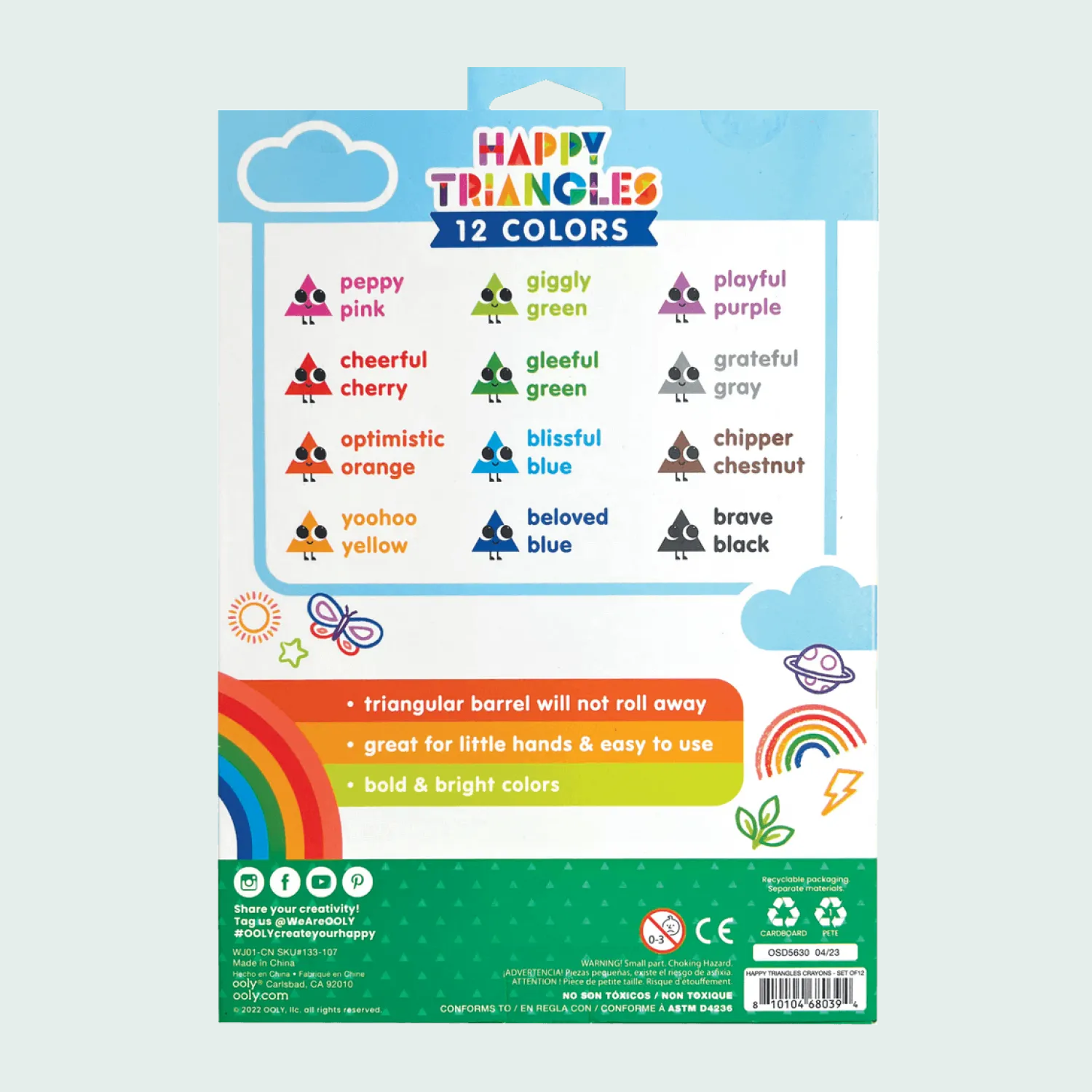 Artykuły Plastyczne | Ooly Trójkątne Kredki Malucha Jumbo, Happy Triangles - 12 szt.