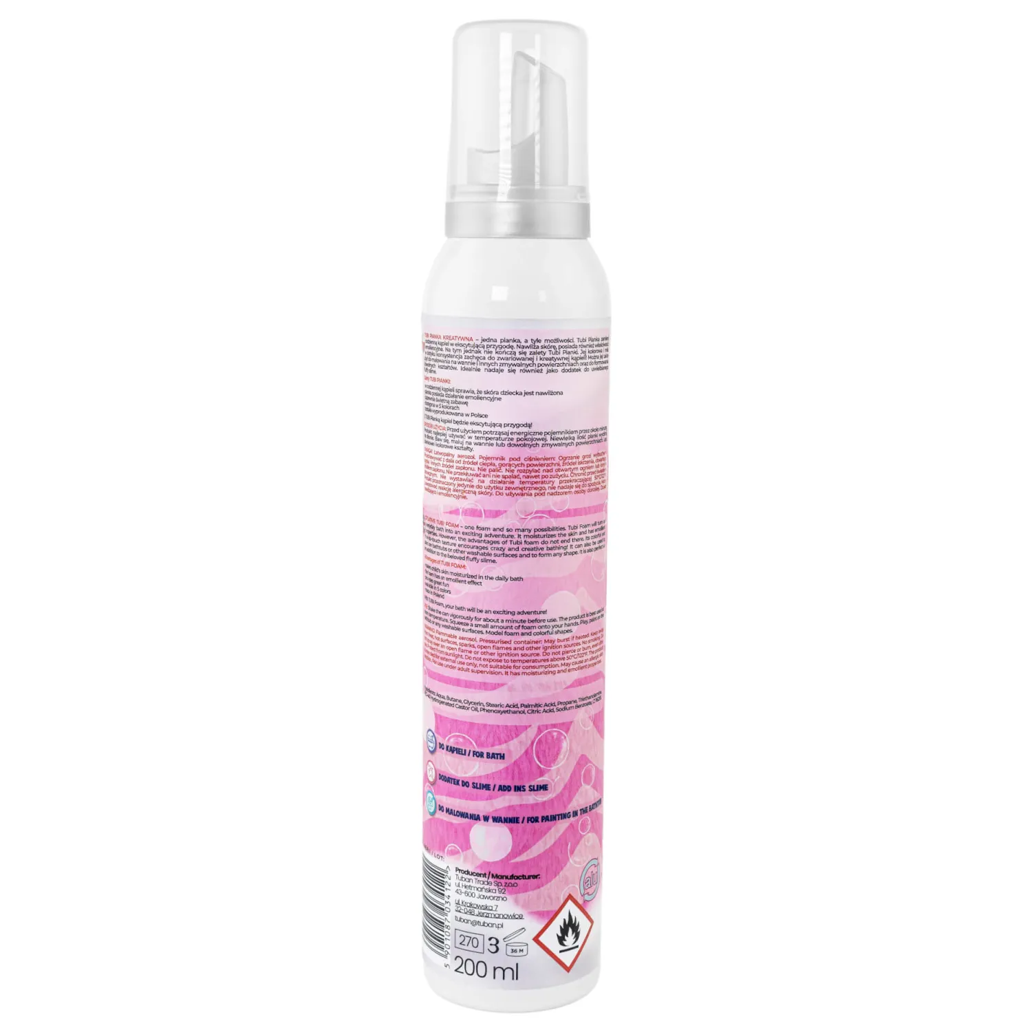 6 Lat+|Do Kąpieli | Tuban Tubi Pianka - różowa, 200 ml