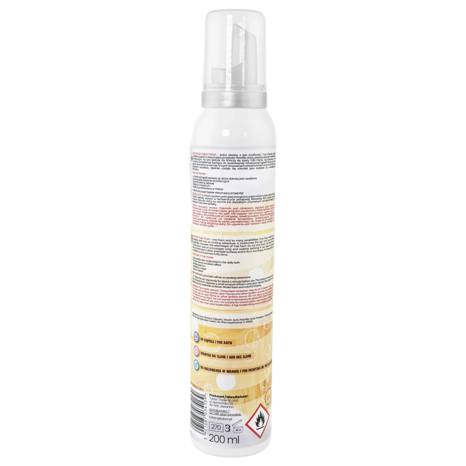 6 Lat+|Do Kąpieli | Tuban Tubi Pianka - żółta, 200 ml