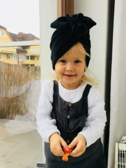 Na Główkę | Looks by LUKS Turban Velvet Black Diamond 0-6m