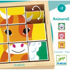 3 Lata +|2 Lata + | Djeco Układanka w drewnianej ramce ANIMOROLL