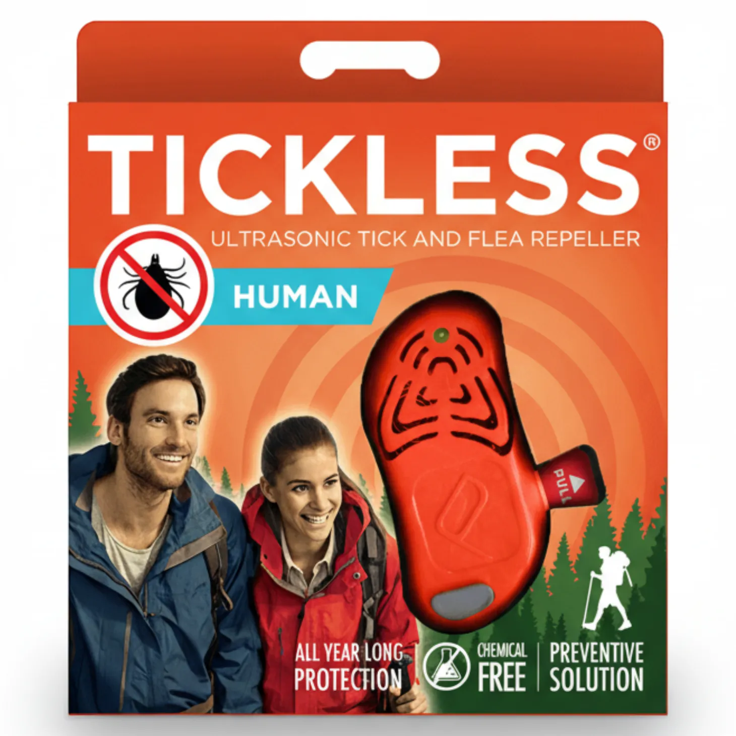 Ultradźwiękowe urządzenie chroniące przed kleszczami TICKLESS® Human Orange