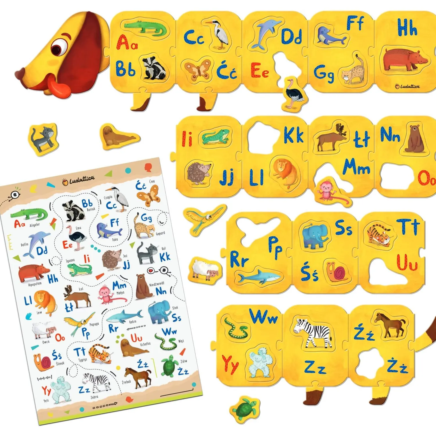 6 Lat+|3 Lata + | Ludattica WALIZECZKA edukacyjna Montessori - Jamnik z ALFABETEM