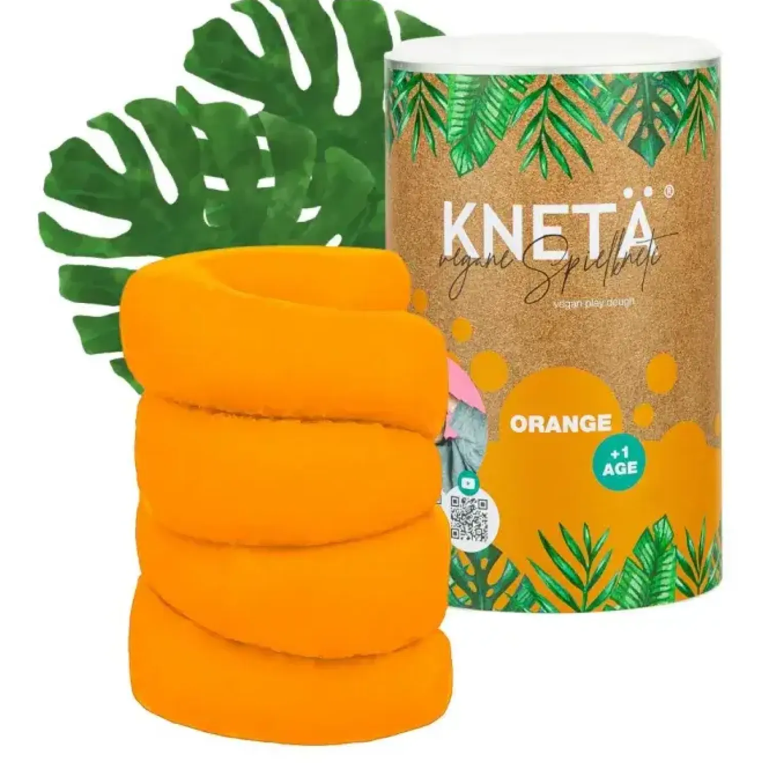 12M+|6 Lat+ | KNETA Wegańska masa plastyczna w puszce XXL, 1kg - pomarańczowa
