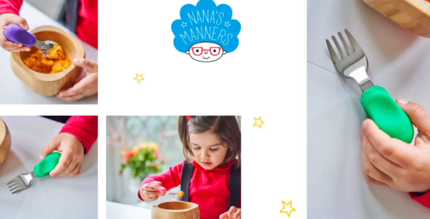 Metoda Blw|Naczynia Dla Dzieci | Nanas Manners Widelec i łyżka 1-3 lat, ETAP 2 - grey