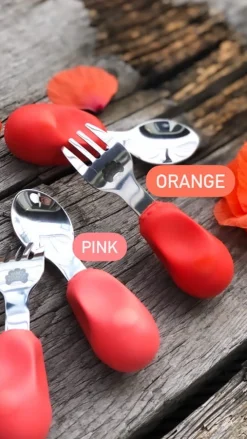 Metoda Blw|Naczynia Dla Dzieci | Nanas Manners Widelec i łyżka 1-3 lat, ETAP 2 - orange